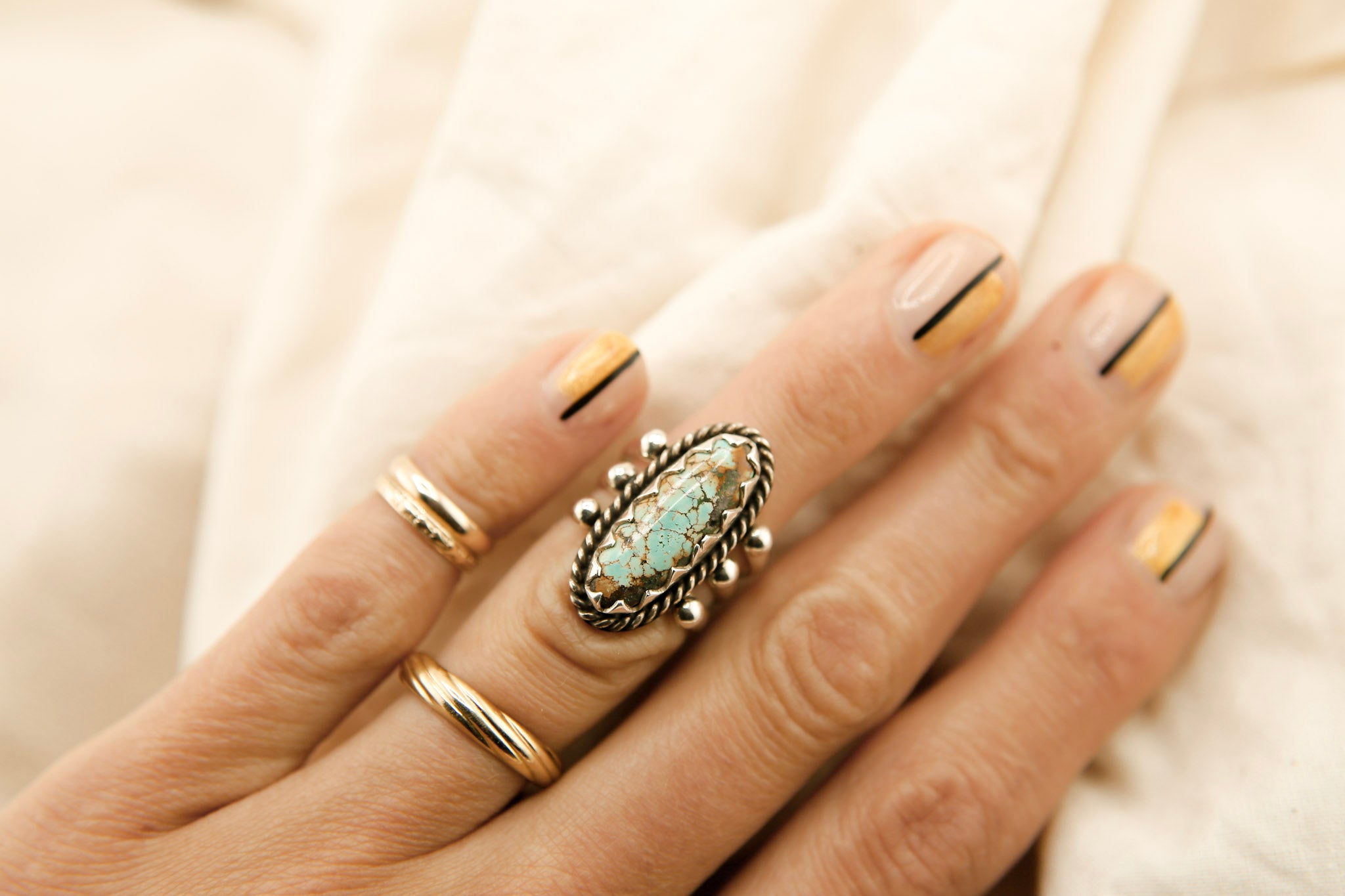 Mixed Stone | Triple Band Sterling Silver