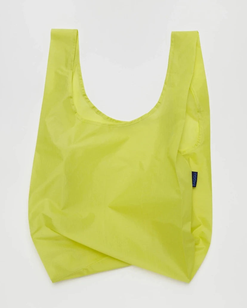 Open baggu standard size reusable bag in the lemon curd solid color bright yellow no pattern