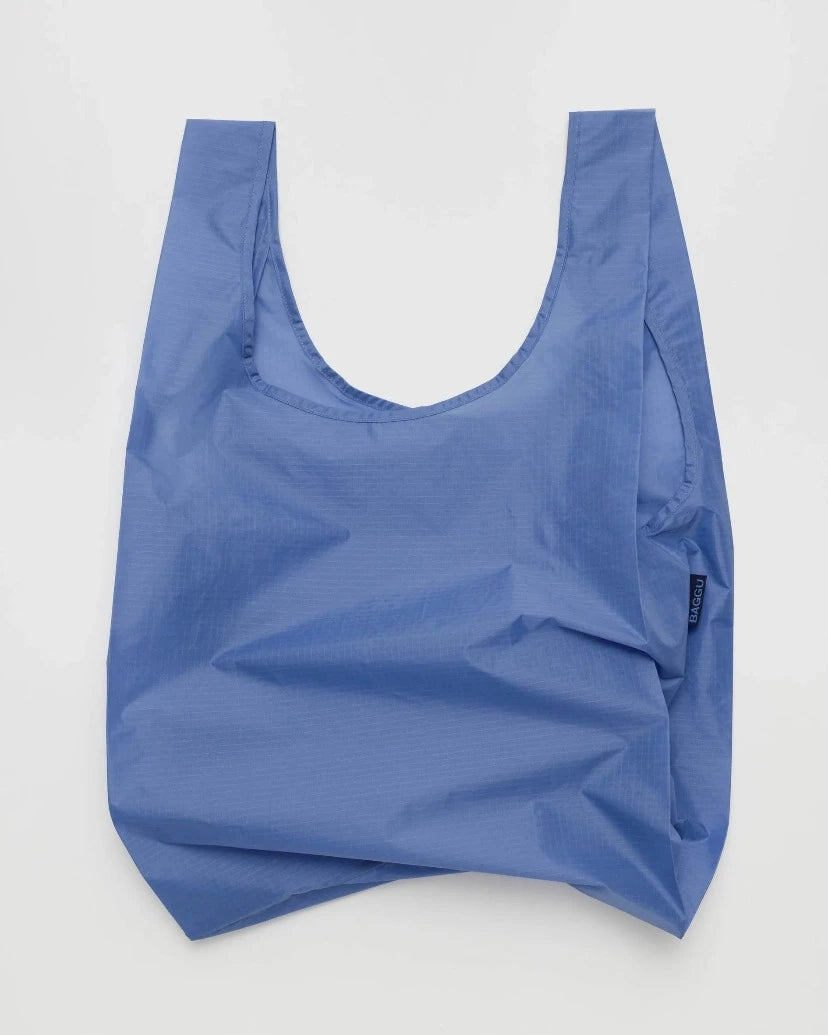 Open baggu standard size reusable bag in the pansy blue solid color medium blue no pattern