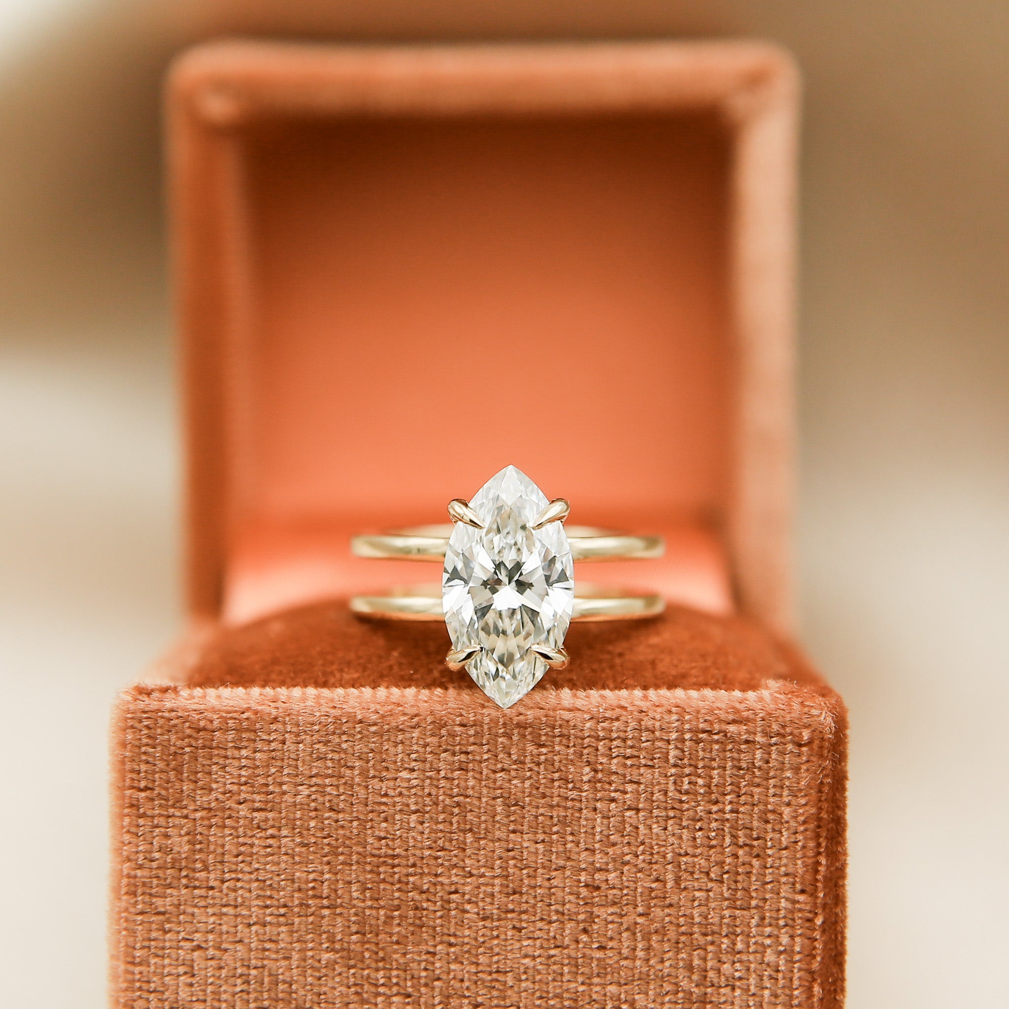 14k yellow gold Marquise split band Engagement ring by Milwaukee Jewelers Cival