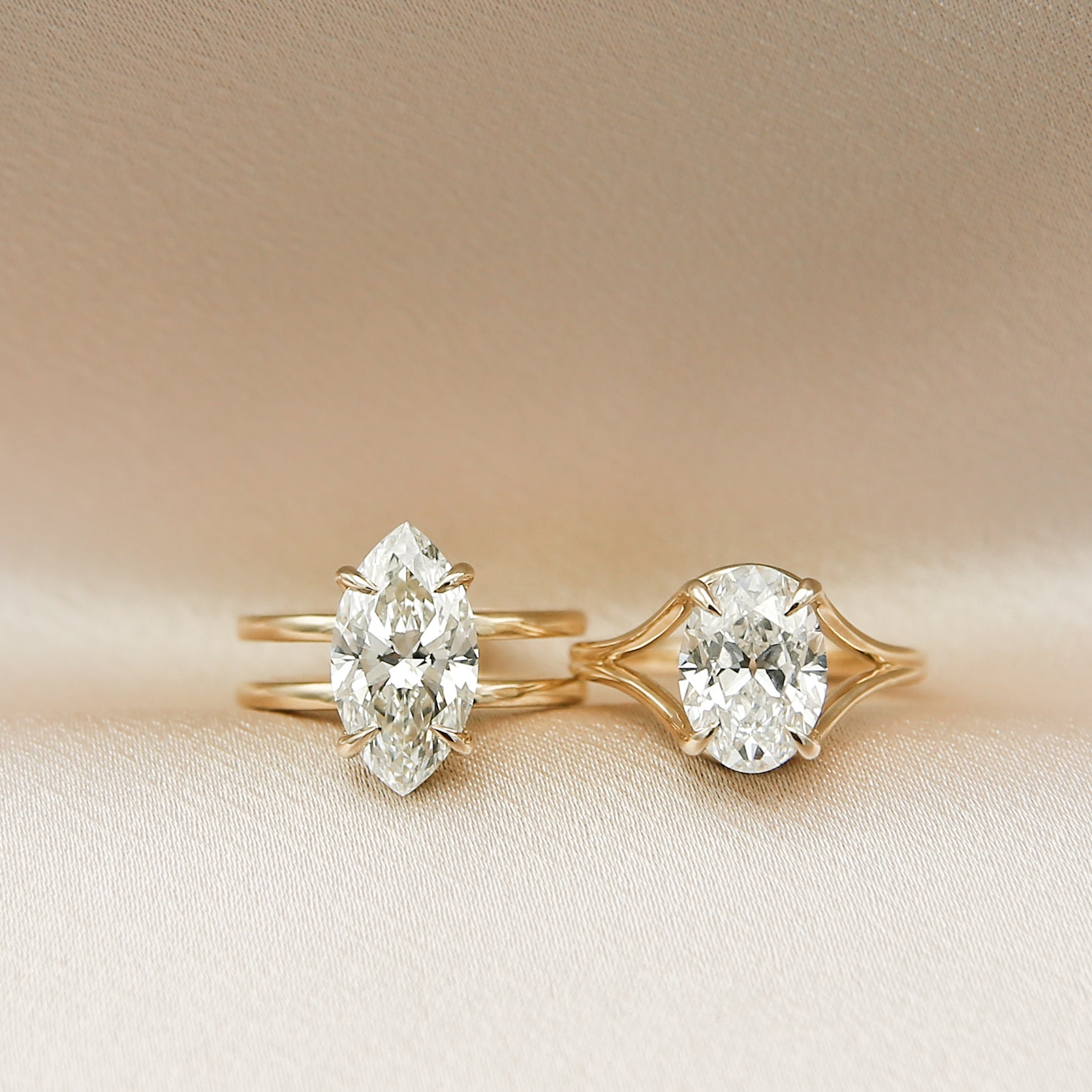 14k yellow gold Marquise and oval split band Engagement ring by Milwaukee Jewelers Cival