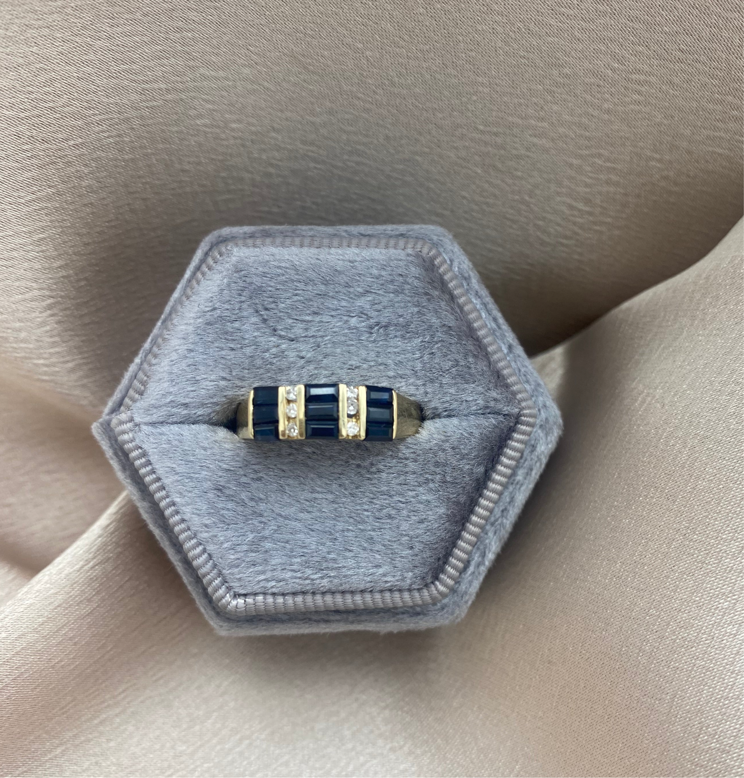 10K Stacked Sapphire Ring | Sz 7