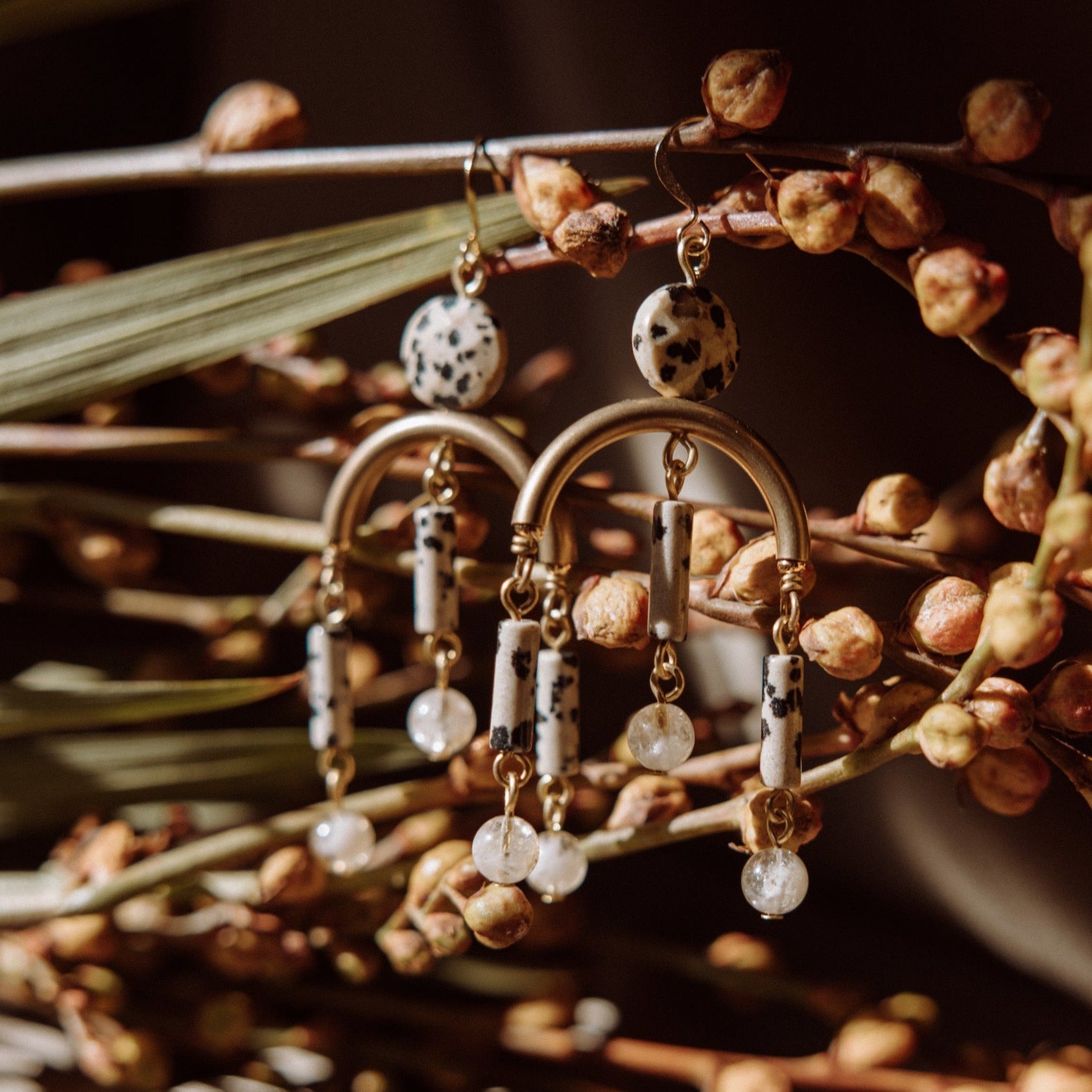 Natural Stone Drop earrings by Local Milwaukee WI Jewelry Design Company CIval Collective.