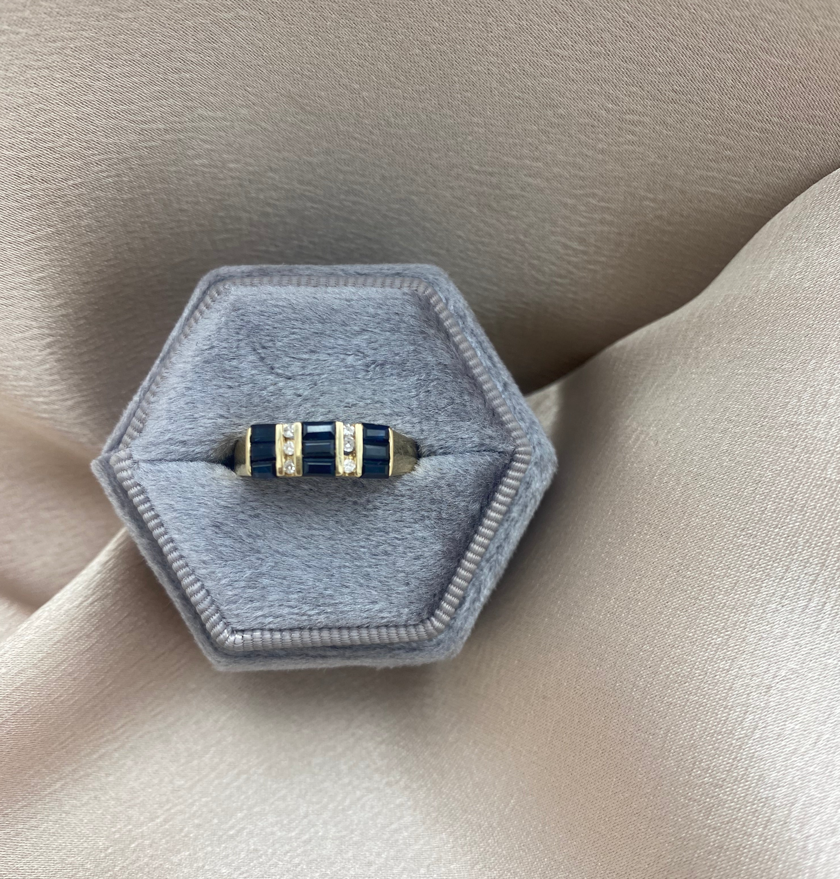 10K Stacked Sapphire Ring | Sz 7