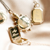 perfume bottle pendant is a container necklace. This engravable desing is a custom made jewelry piece made by local Milwaukee shop Cival Collective 