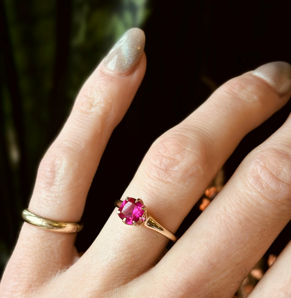 victorian solitaire with pink ruby - alternative engagement ring