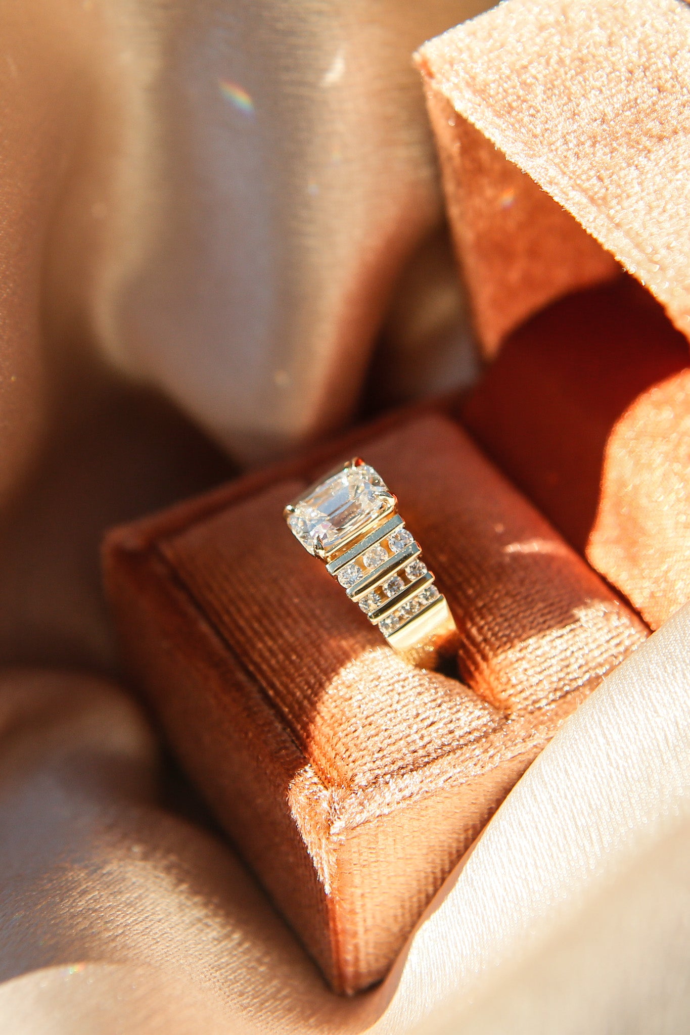 Structured Bar Set Engagement Ring | sz 5