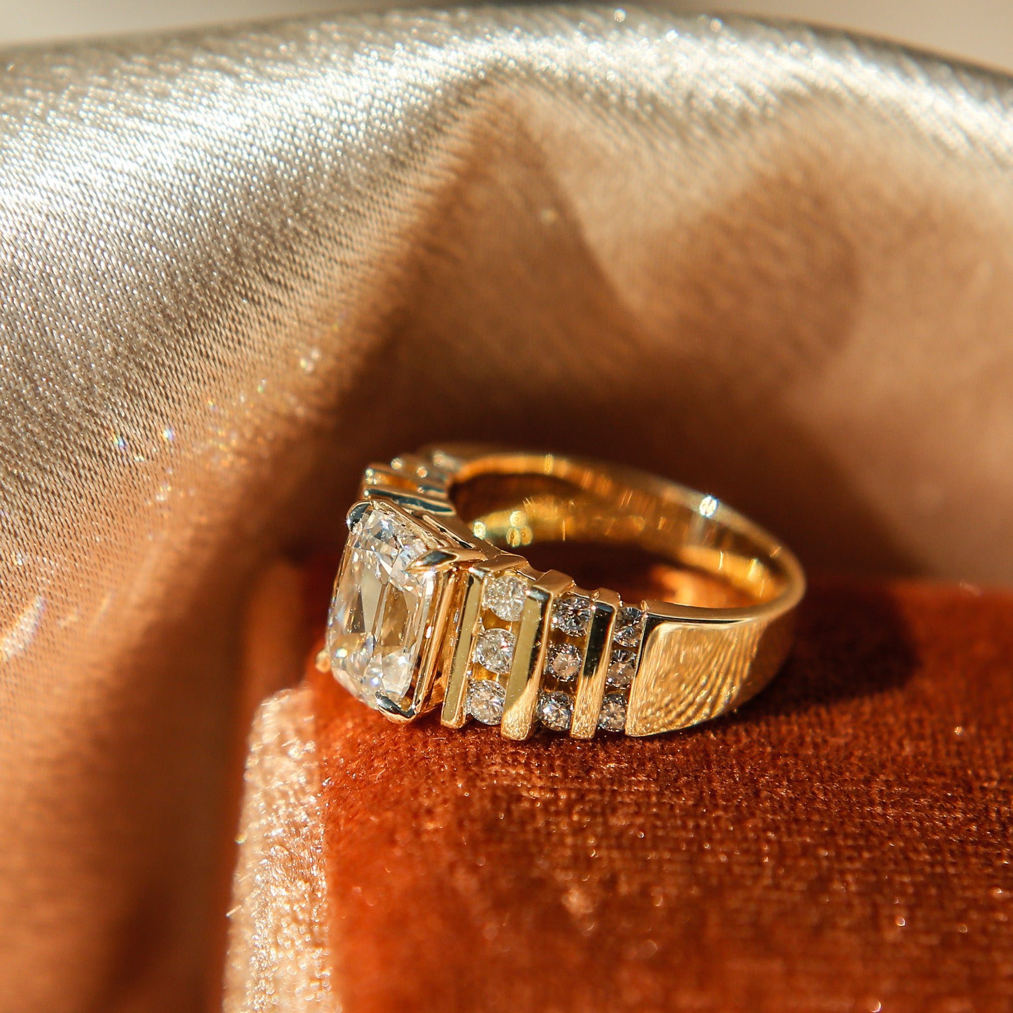 Structured Bar Set Engagement Ring | sz 5