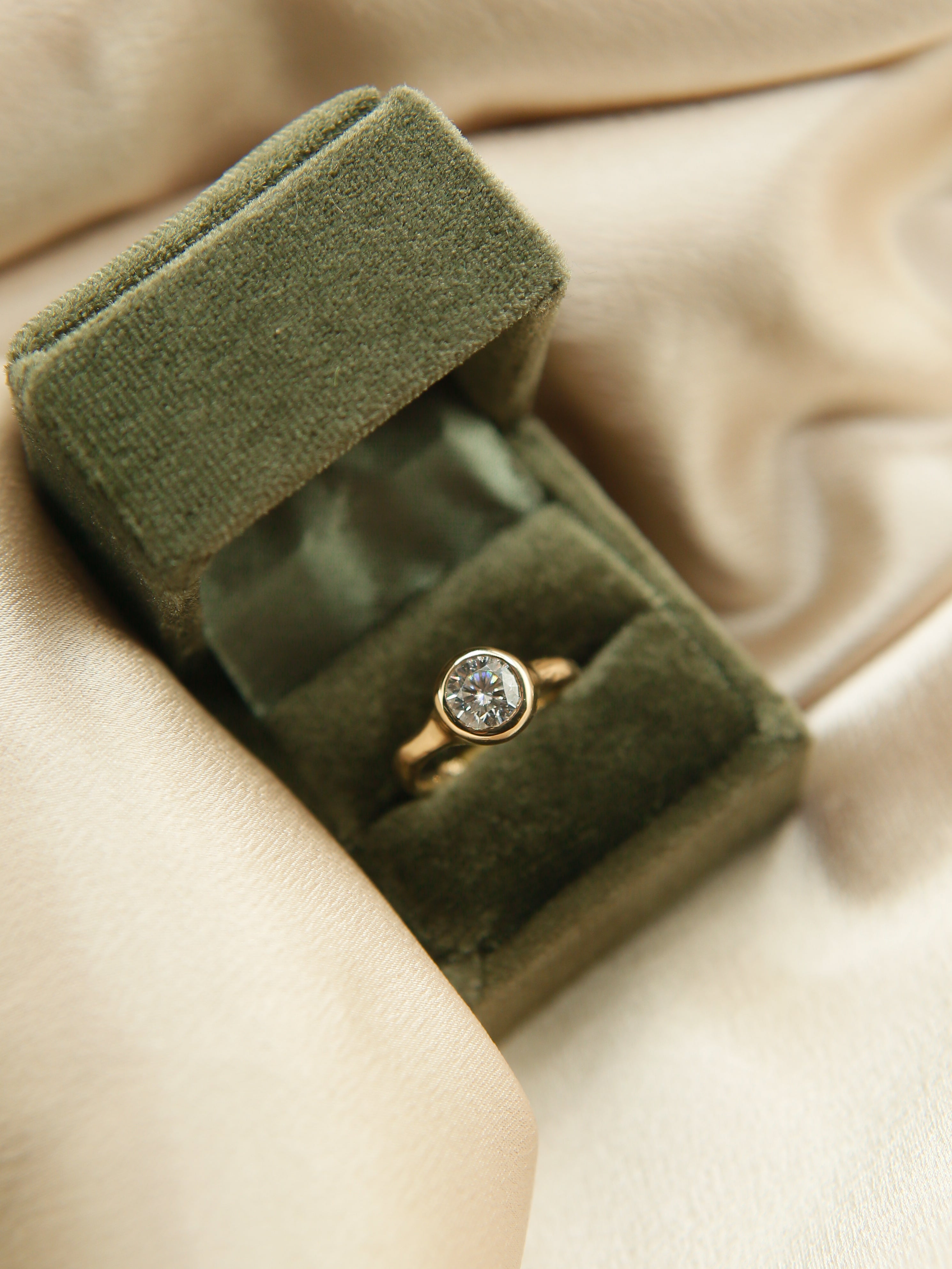 1.5ct Moissanite Bezel Set LL for Cival| sz 6.5