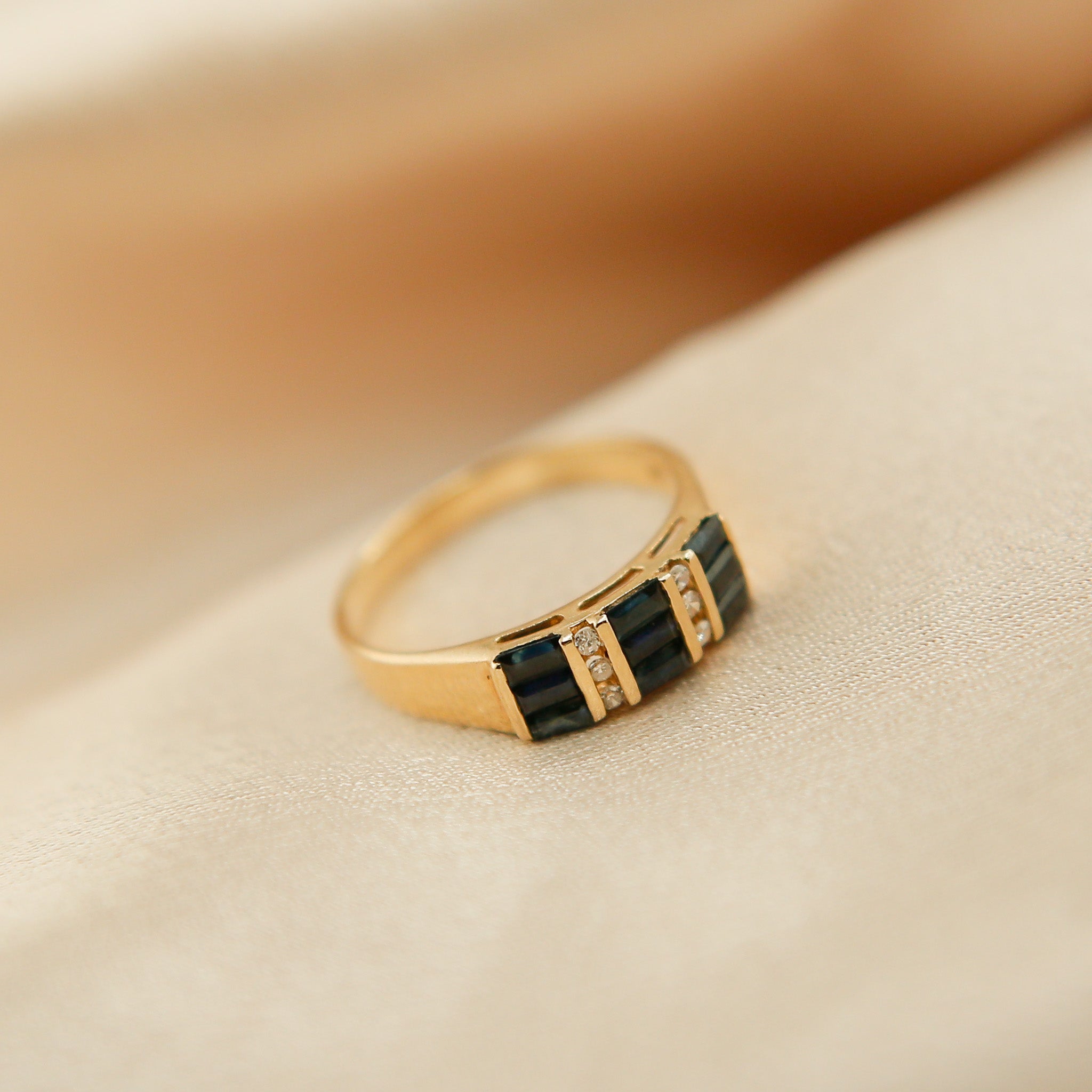 10K Stacked Sapphire Ring | Sz 7