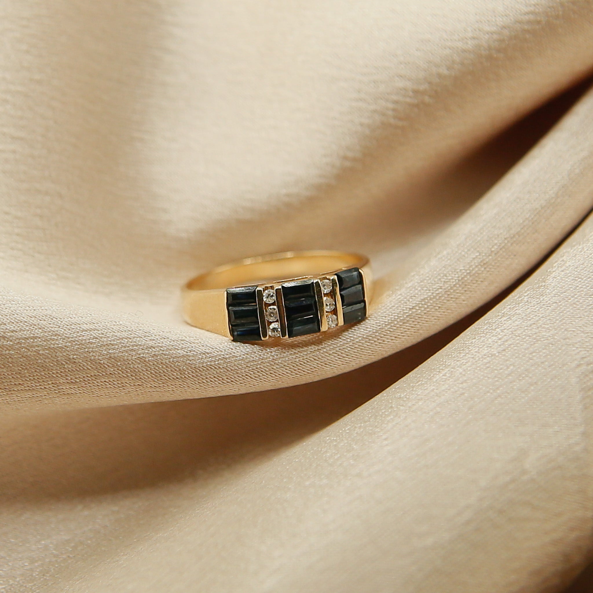 10K Stacked Sapphire Ring | Sz 7