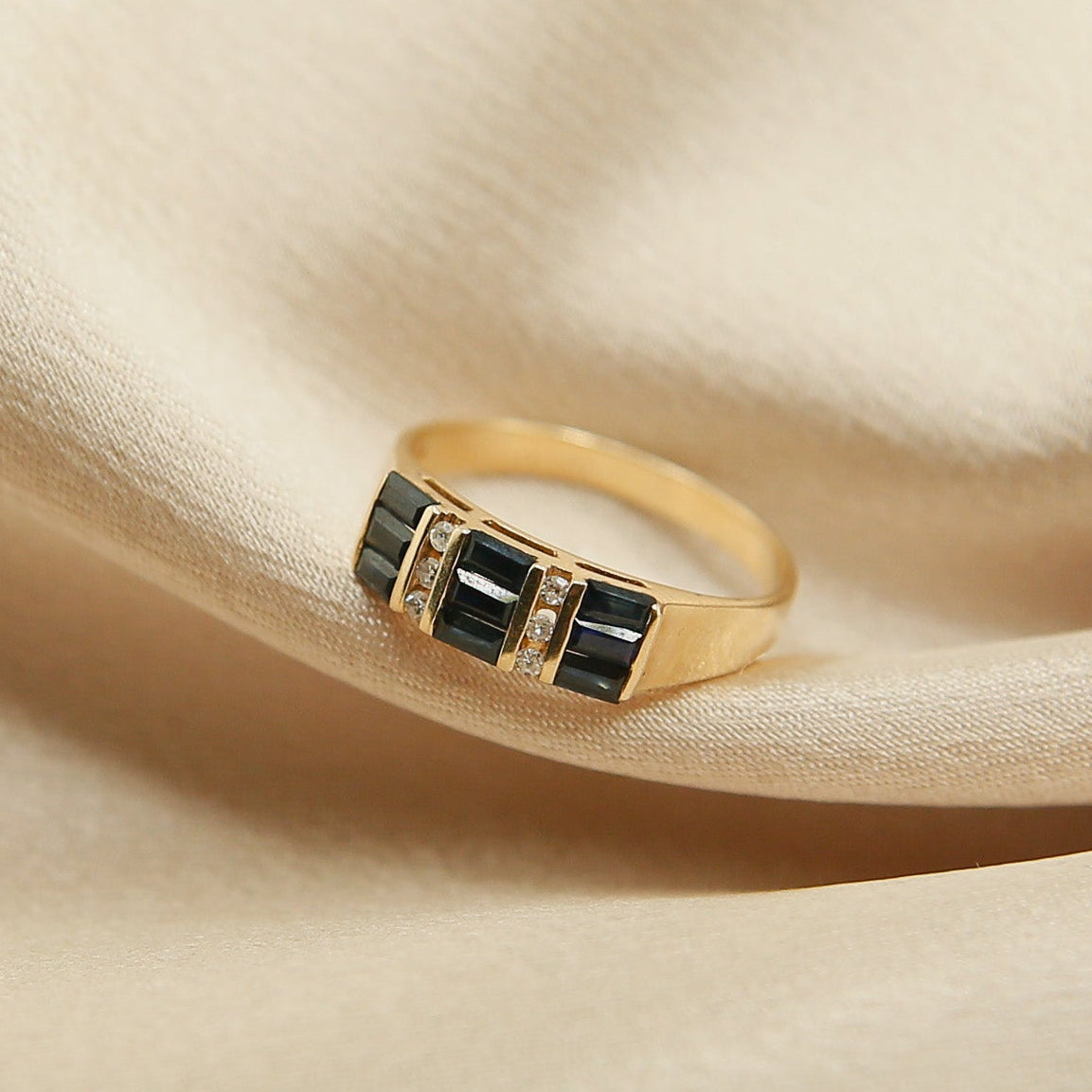 10K Stacked Sapphire Ring | Sz 7