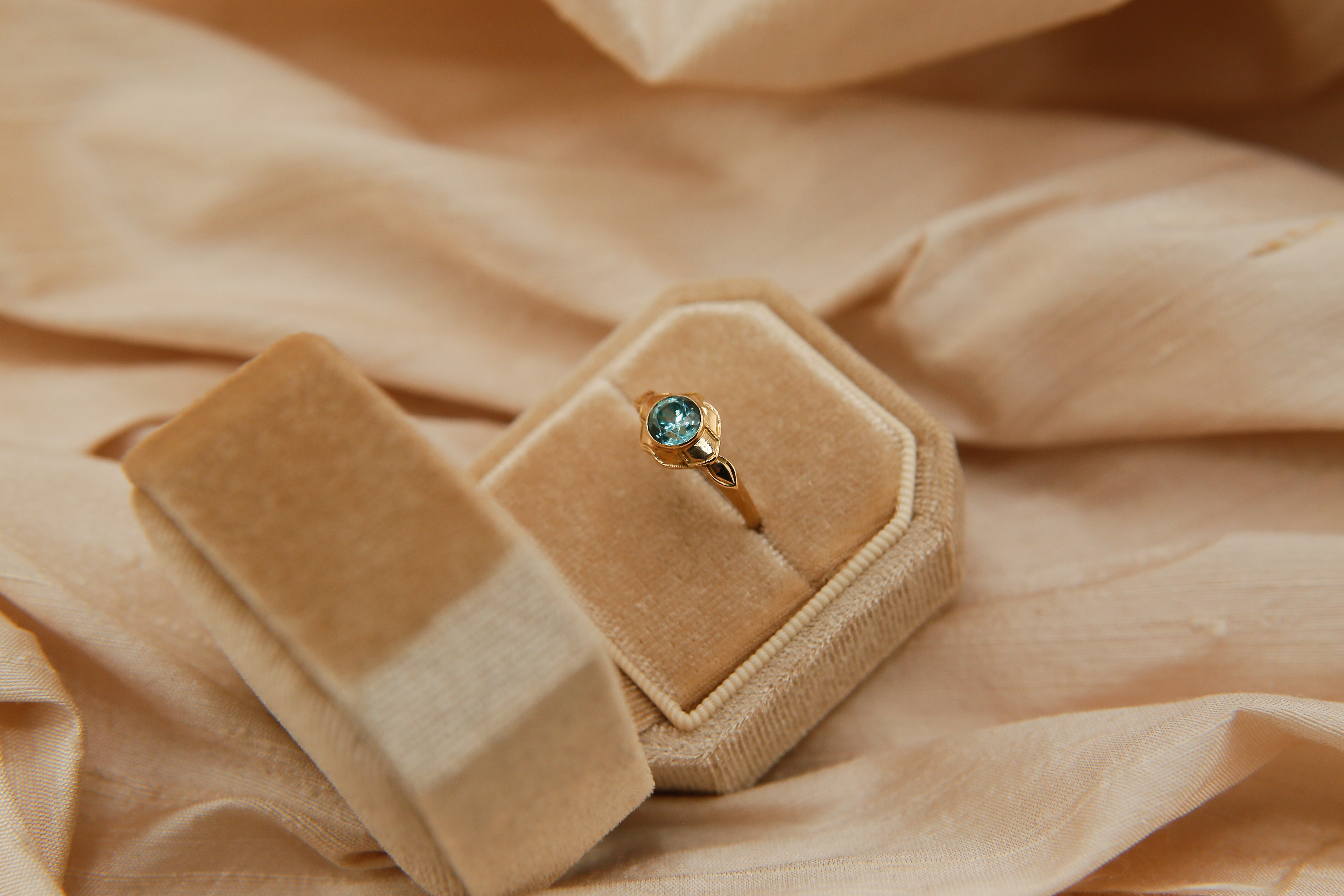 10k Deco Swiss Blue Topaz | sz 5