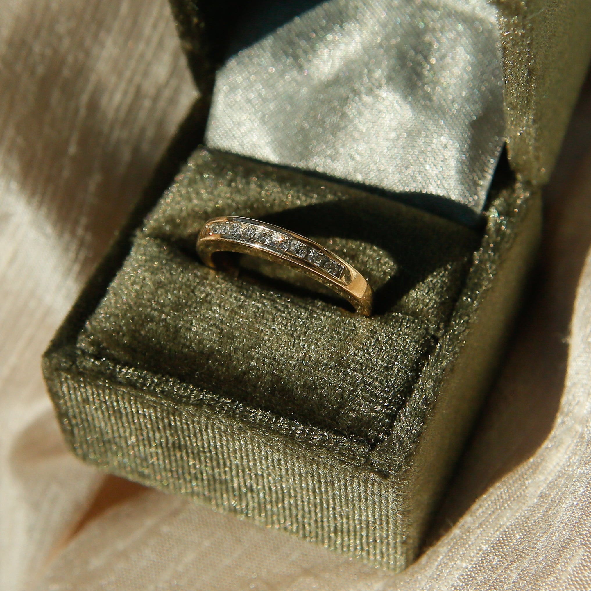 14k Gold and Platinum Channel Set Natural Diamond Band | sz. 7