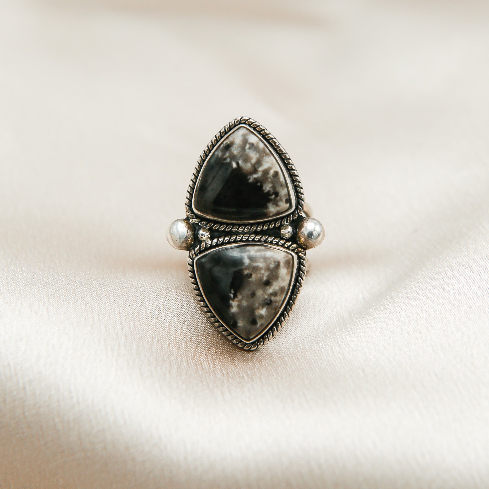 Double Stone Dinosaur Agate Ring | Sz 7.75