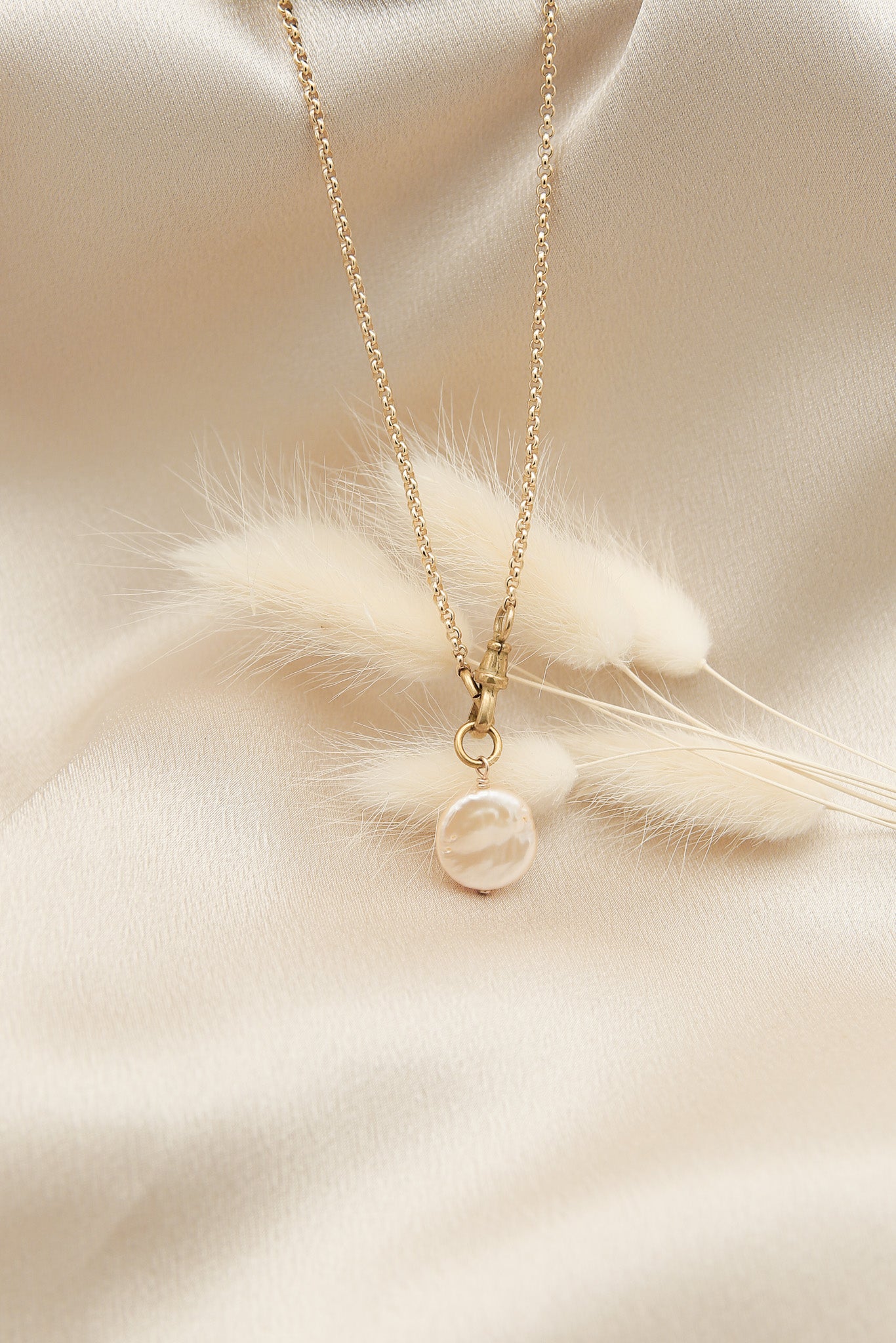 Coin peal pendant t on a gold fill chain with a brass swivel clasp - Cival Jewelry Milwaukee