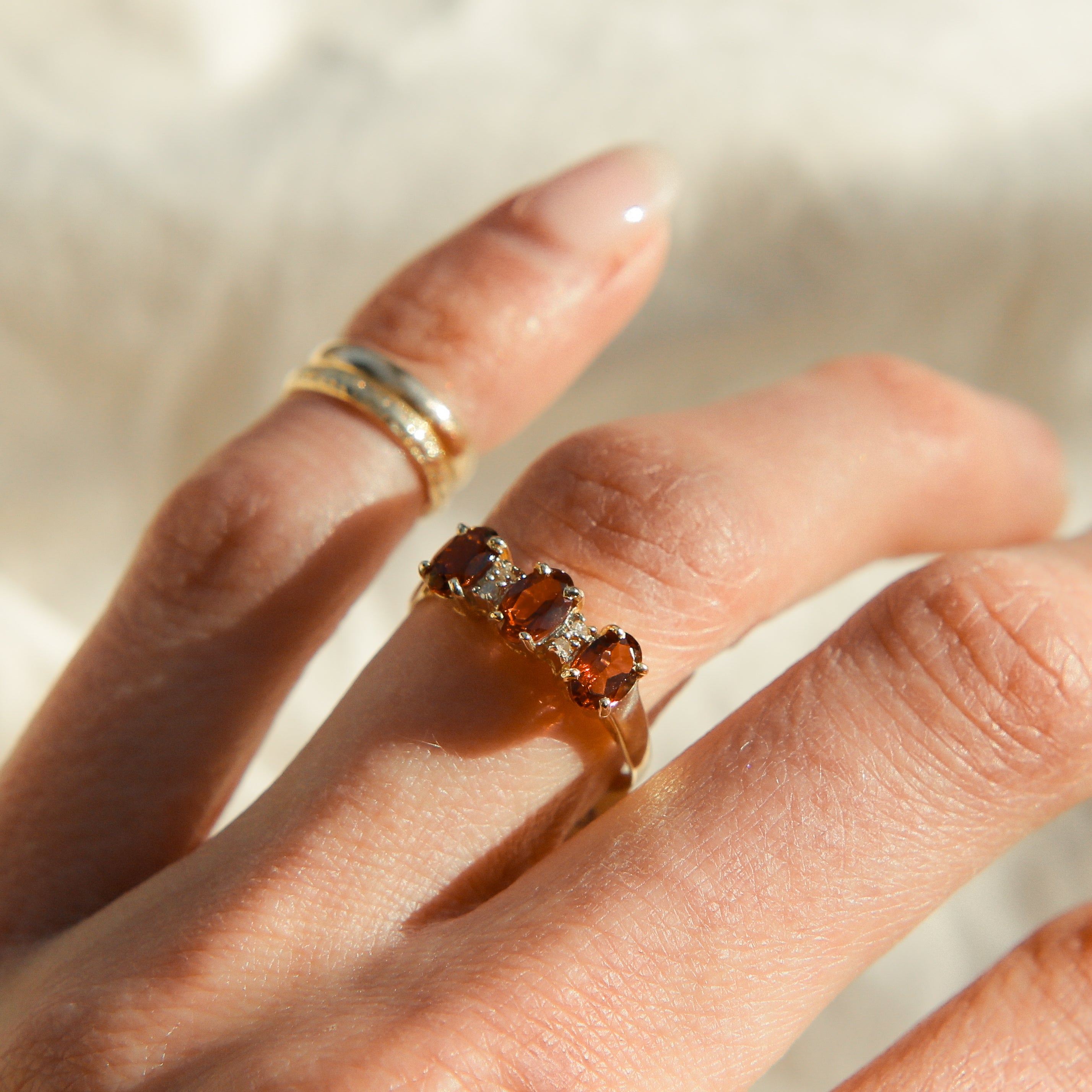 80's 3 Stone Engagement Ring | sz 8