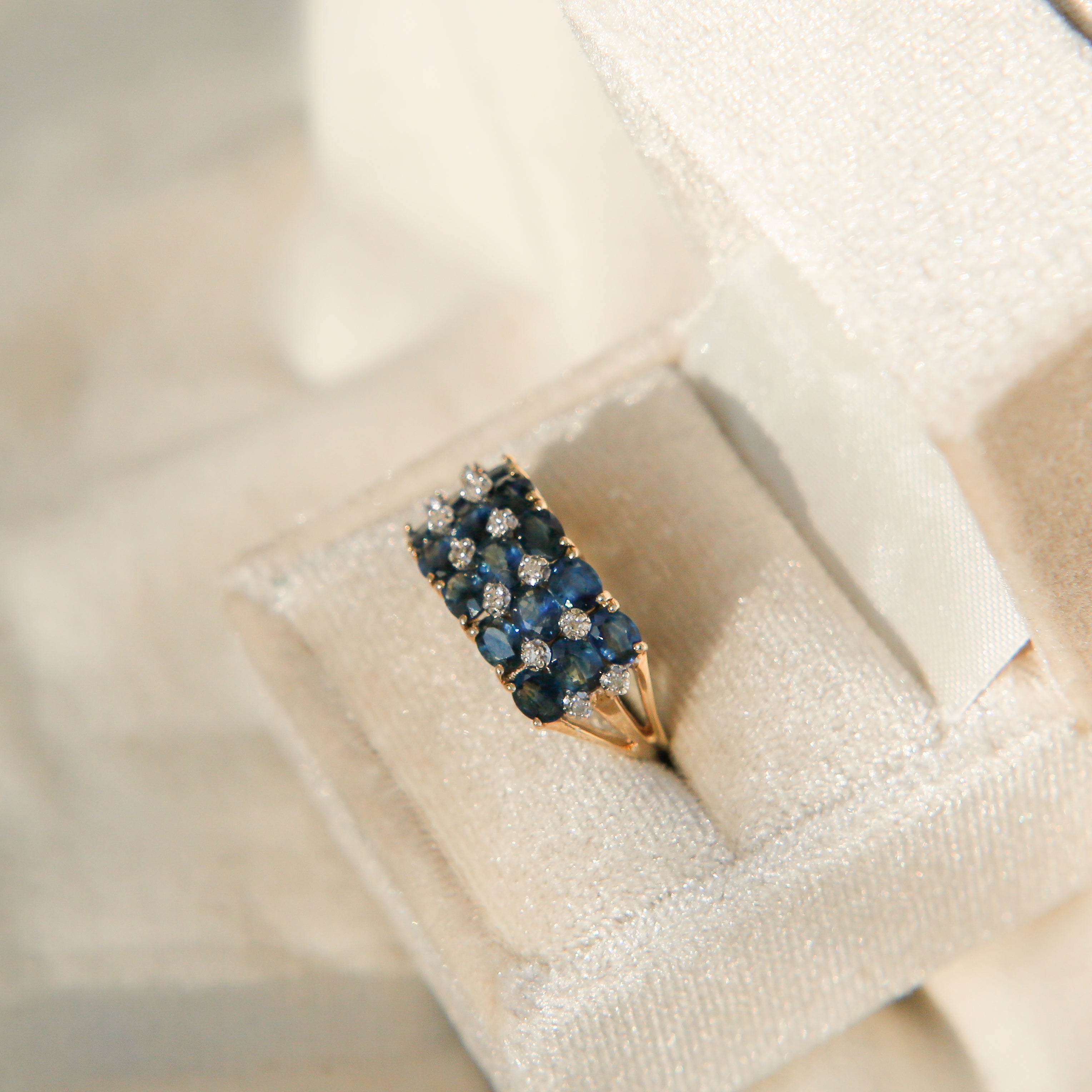 3 Row Sapphire Diamond Ring | sz 7