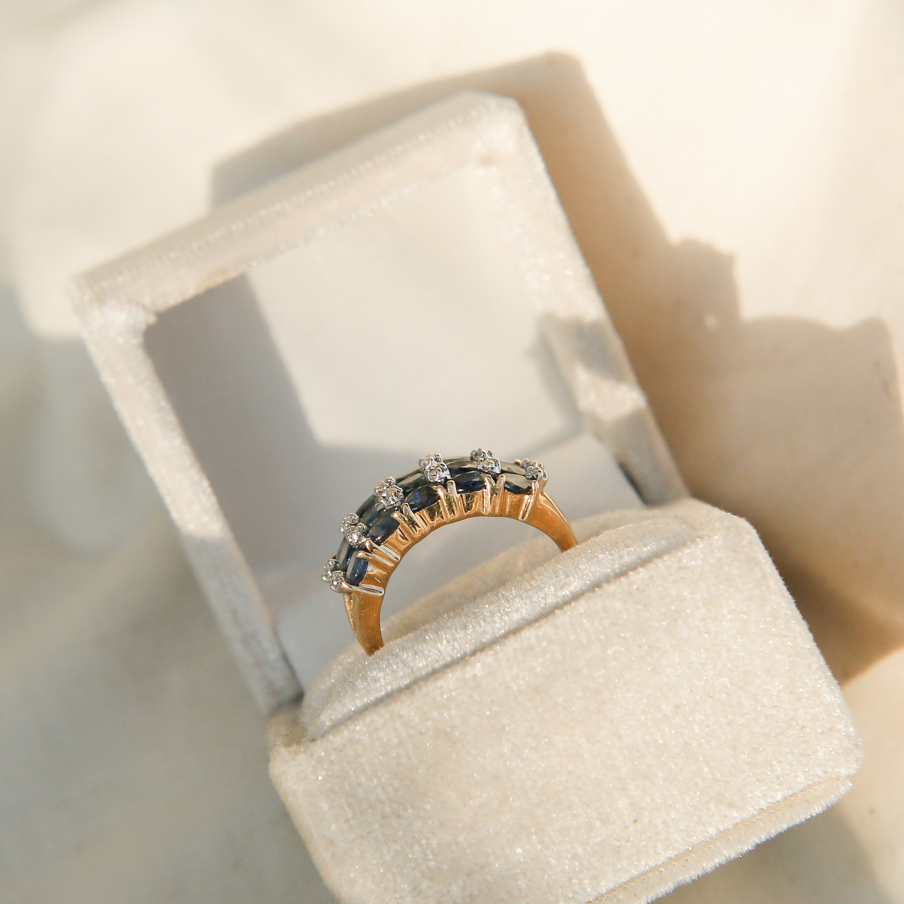 3 Row Sapphire Diamond Ring | sz 7