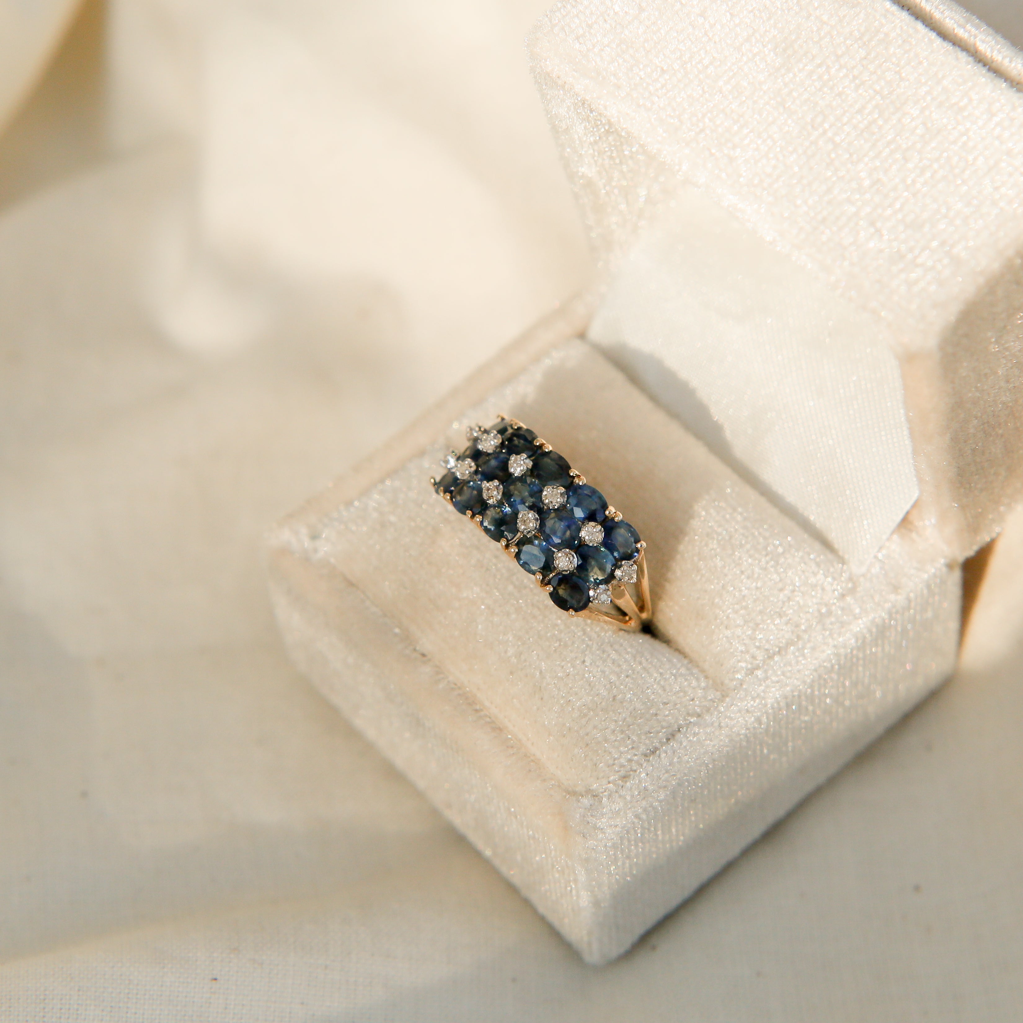 3 Row Sapphire Diamond Ring | sz 7