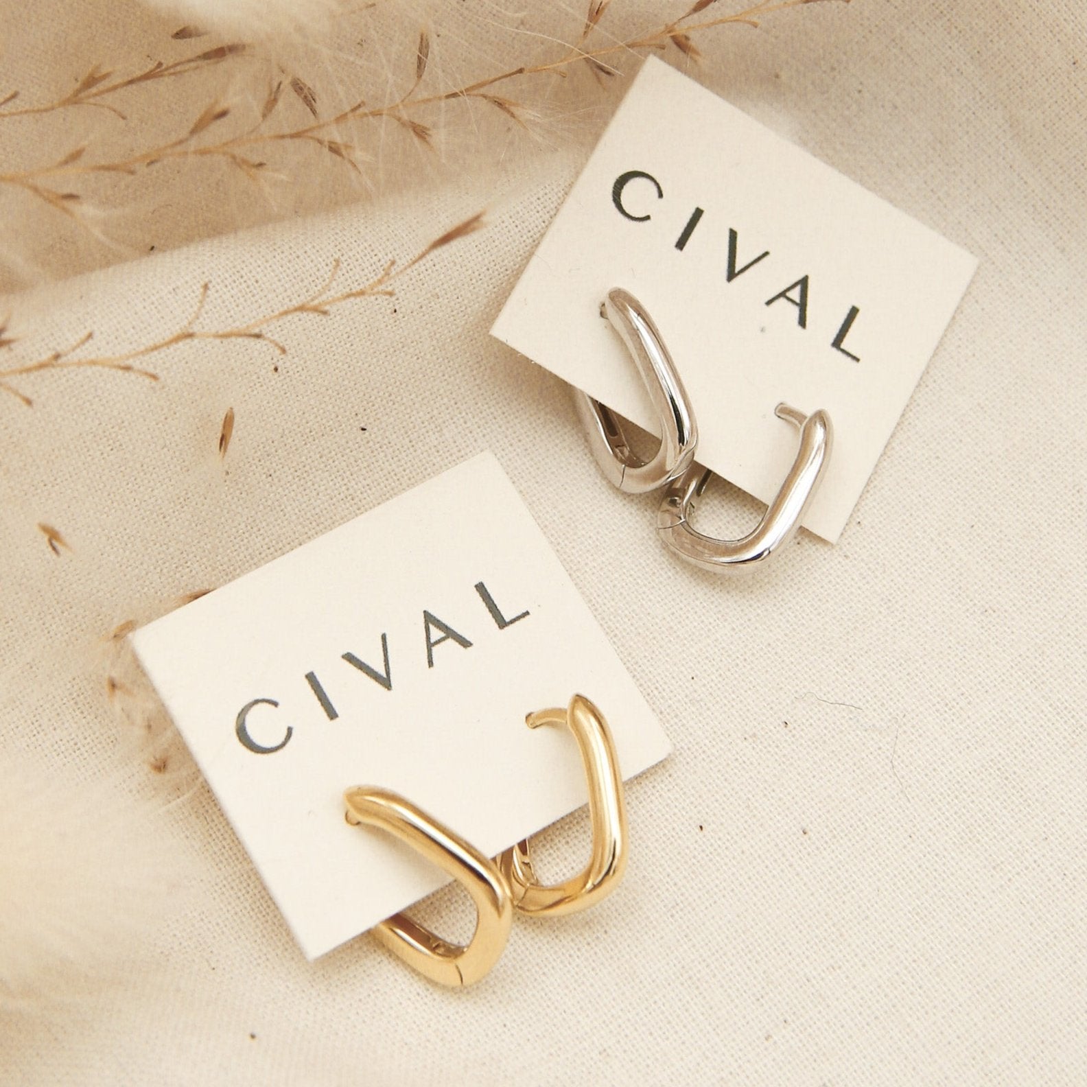 simple gold vermeil rectangle hoops
