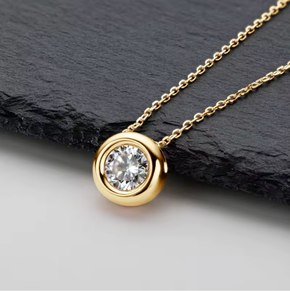 1ct Bezel Set Moissanite | Demi-Fine Pendant