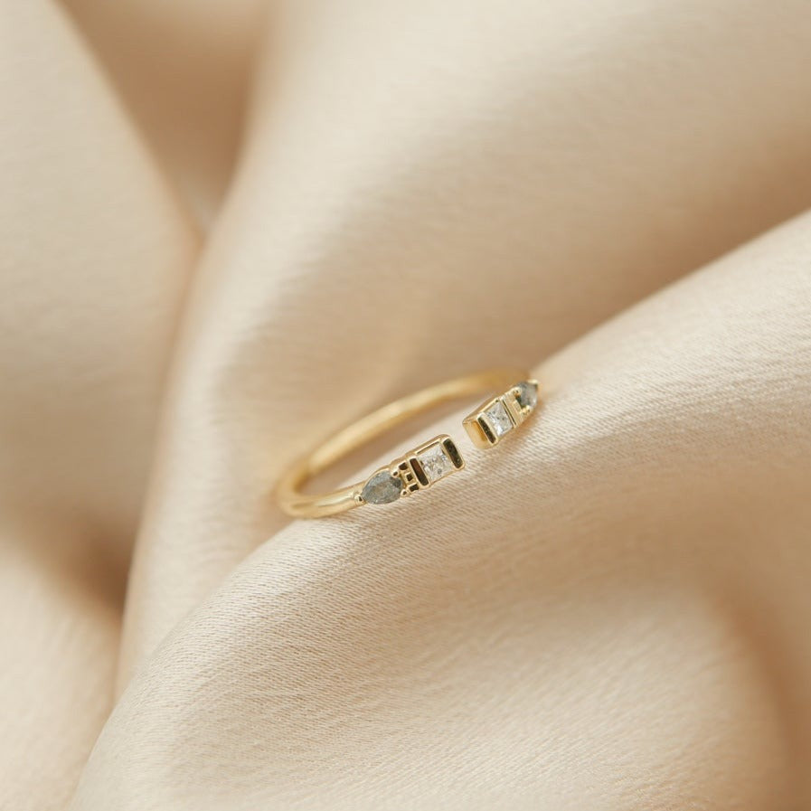 Salt and Pepper Diamonds in and Adjustable ring by local Milwaukee jewelry shop Cival