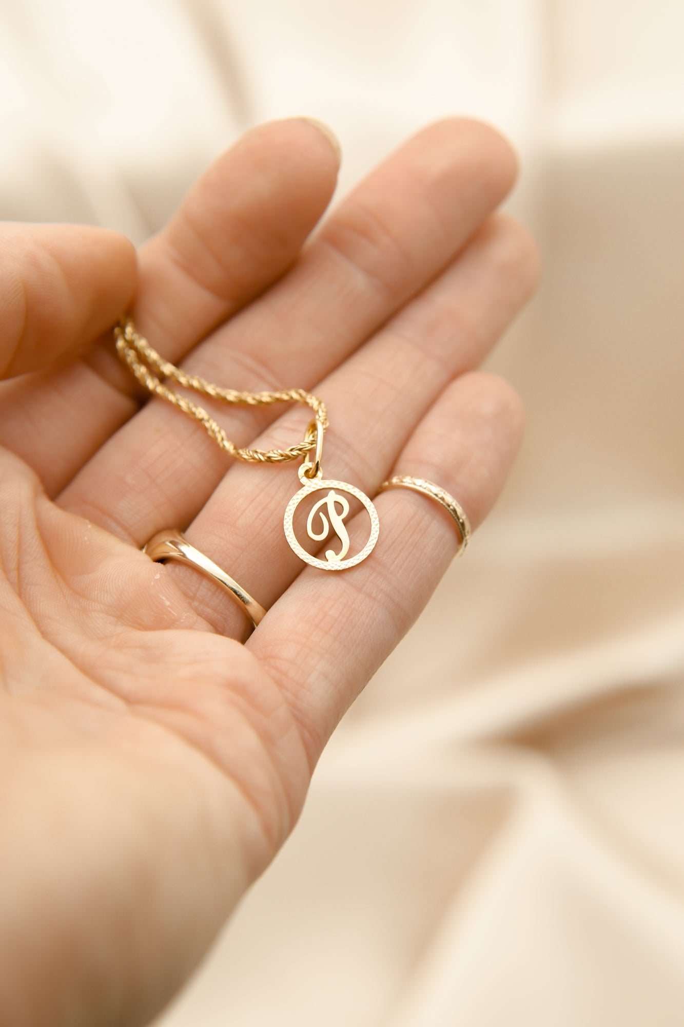 Vintage 19k Portuguese Letter "P" Charm