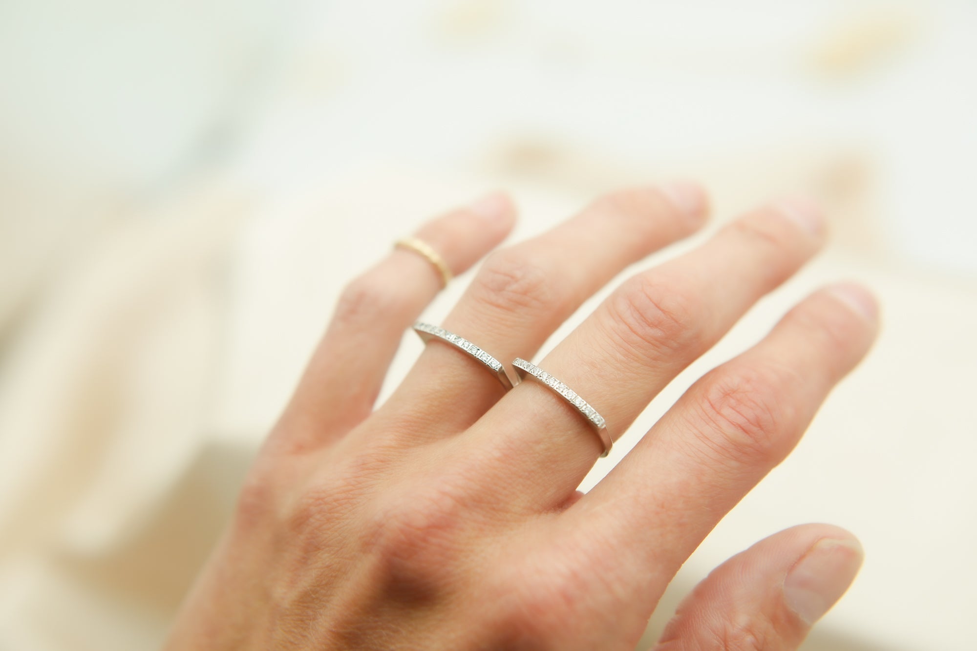 19k Portuguese Diamond Bar Ring
