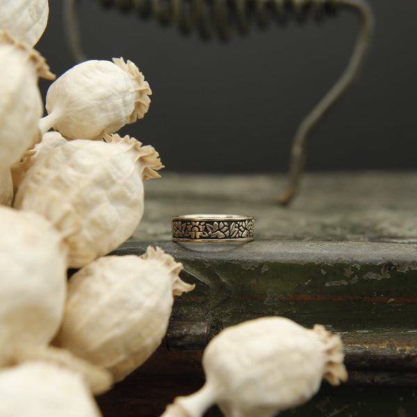 close up of costello ring in sterling silver, available in brass or sterling.  designed in house by coval collective, Milwaukee WI 