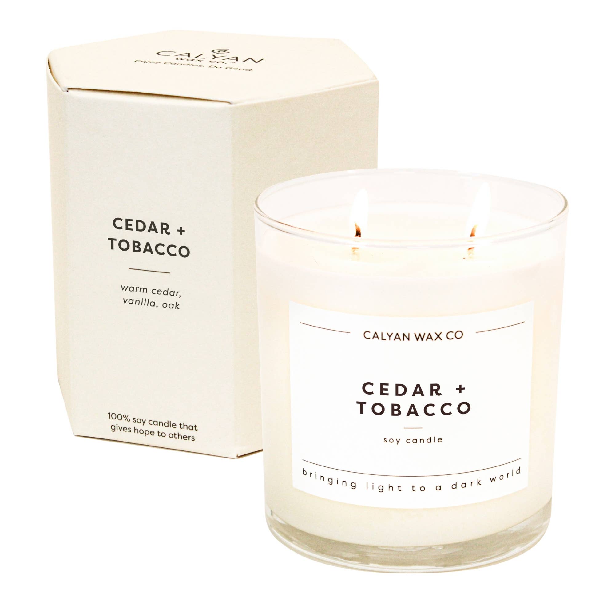 Cedar + Tobacco - Glass Tumbler Soy Candle