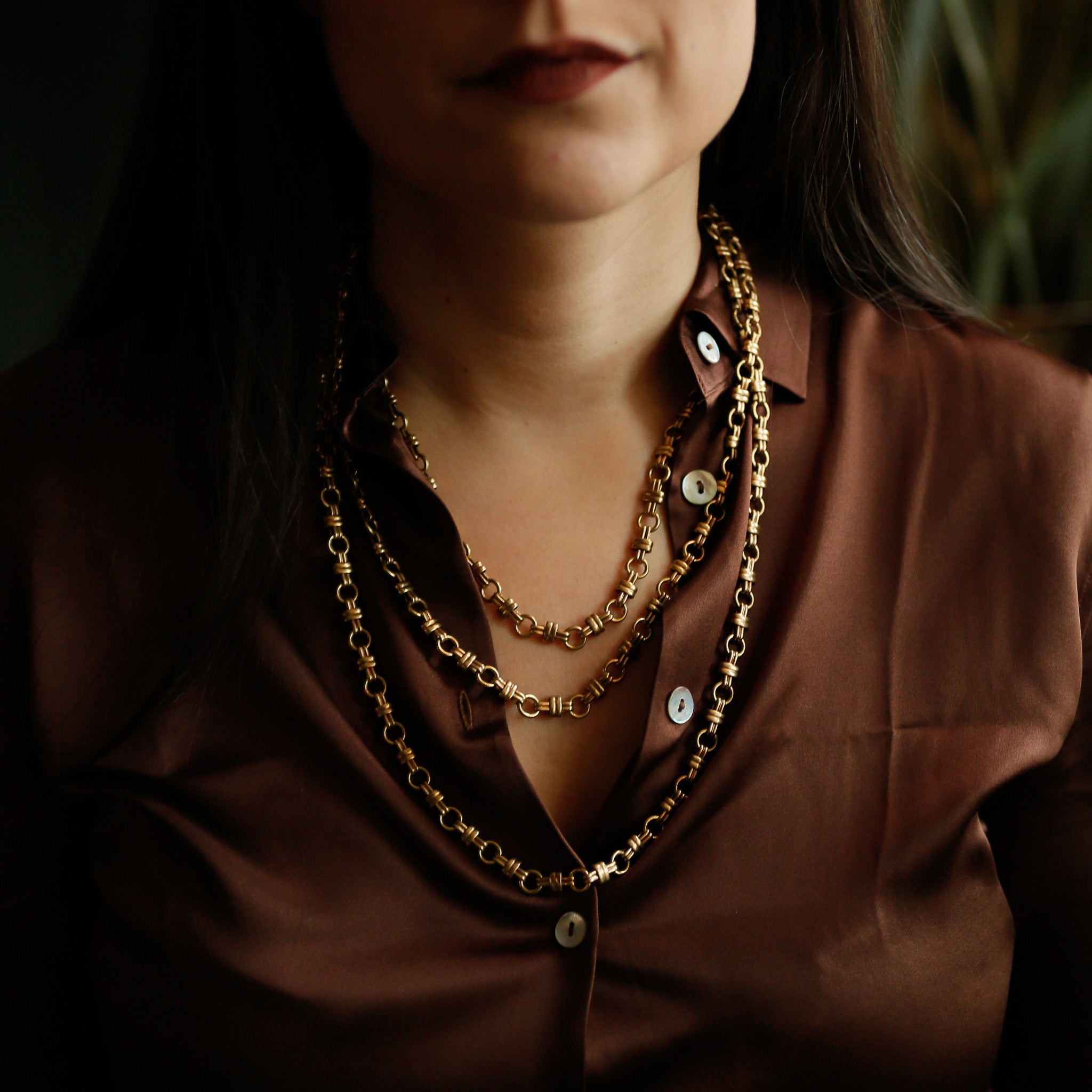 Solid brass interlocking woven knot necklace by Cival Collective - Milwaukee WI