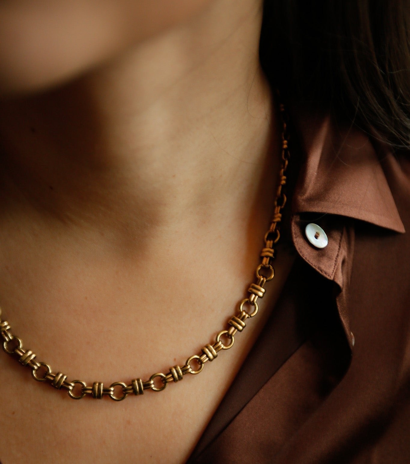 Solid brass interlocking woven knot necklace by Cival Collective - Milwaukee WI