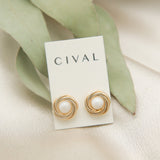 1980's Twisted 14K with Glass Pearl Stud Earrings