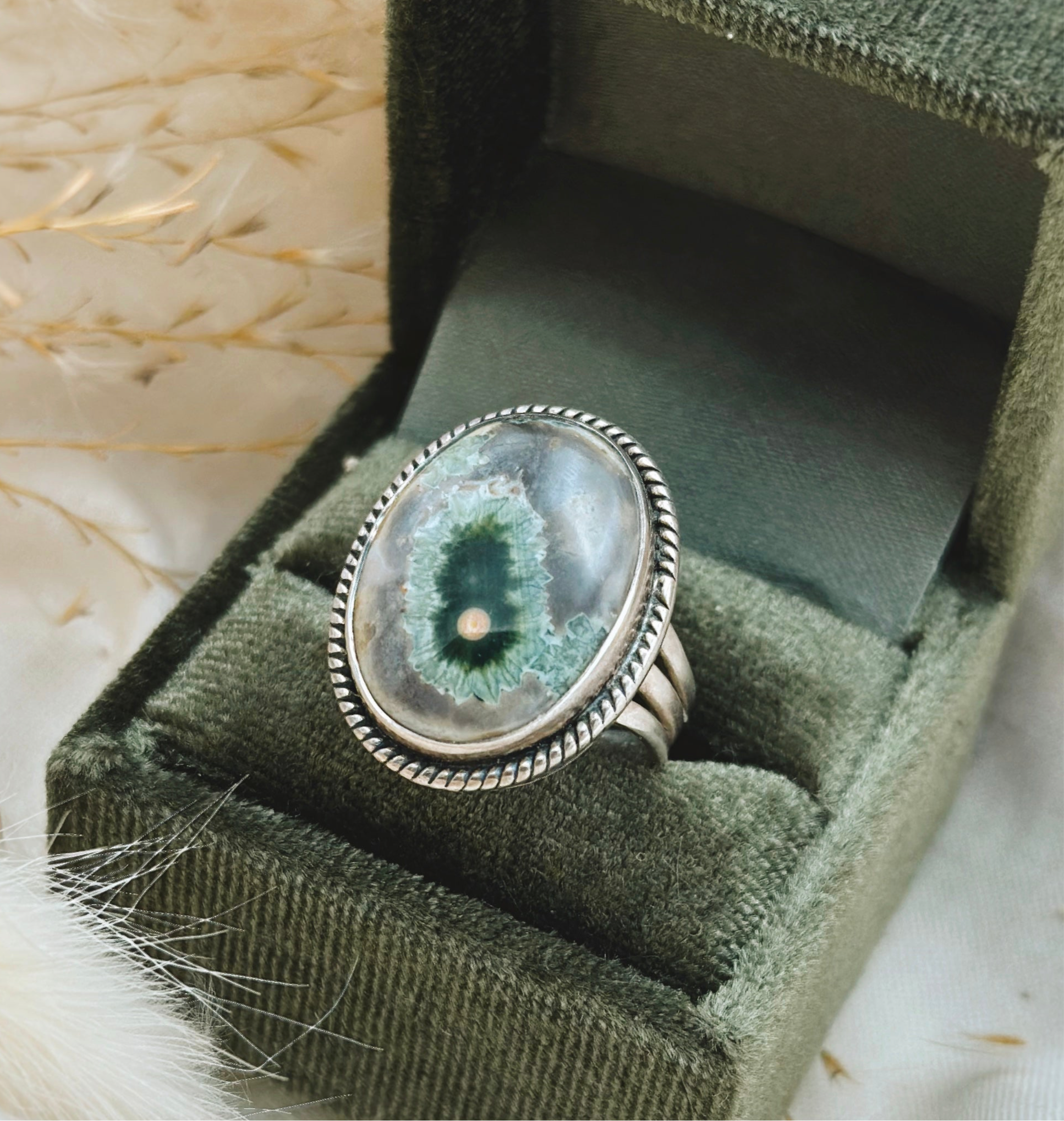 Oval Ocean Jasper Ring | 7