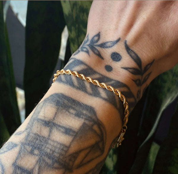 Vintage 10K Gold Rope Bracelet | Sz 7"
