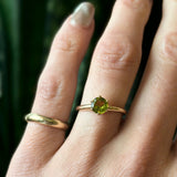 Fully restored Antique yellow gold ring repair with green tourmaline center stone handmade in Milwaukee WI by local Jewelry Store Cival