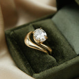 Gold wave ring with east west oval Dimond engagement ring by cival collective - Milwaukee Jewelry company 