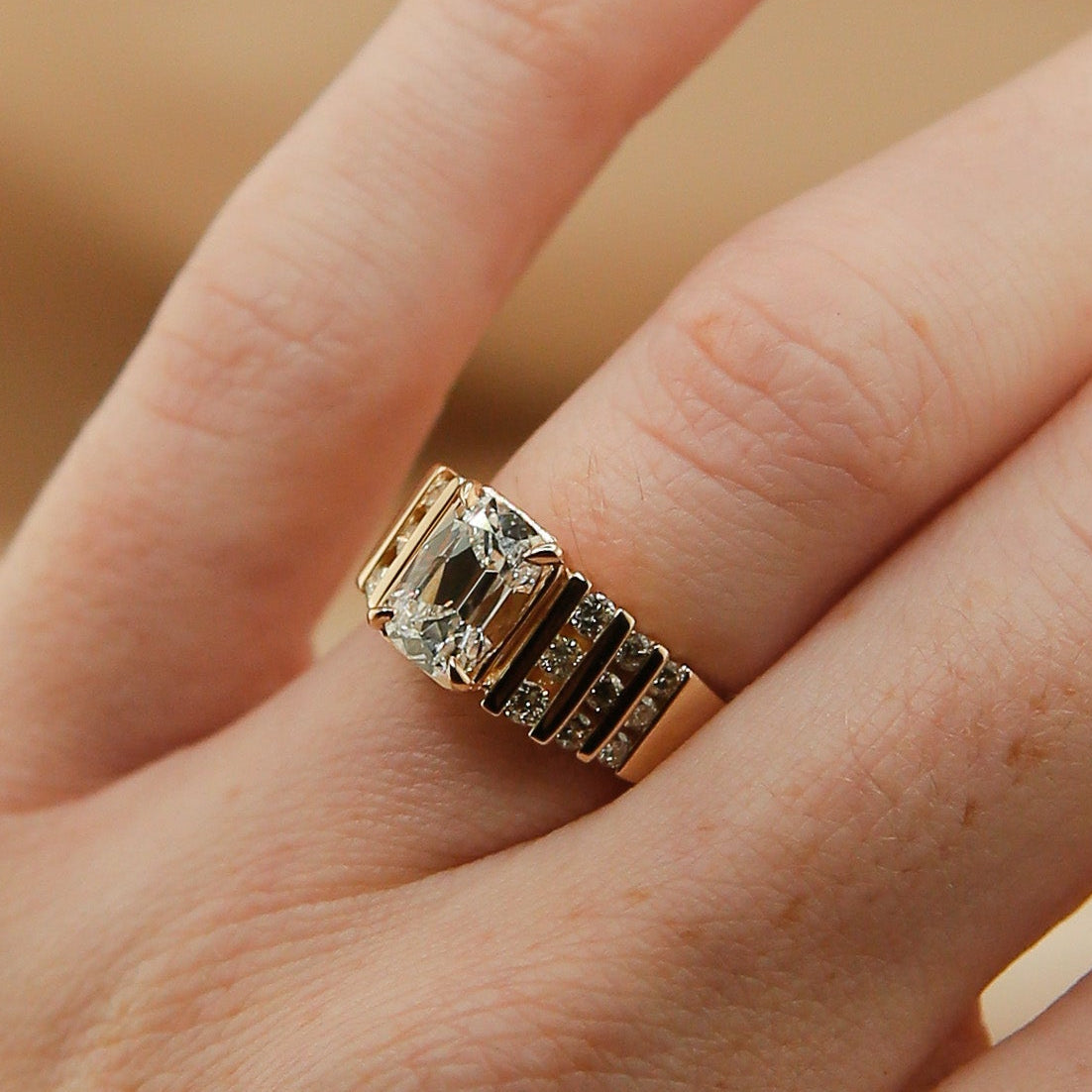 Structured Bar Set Engagement Ring | sz 5