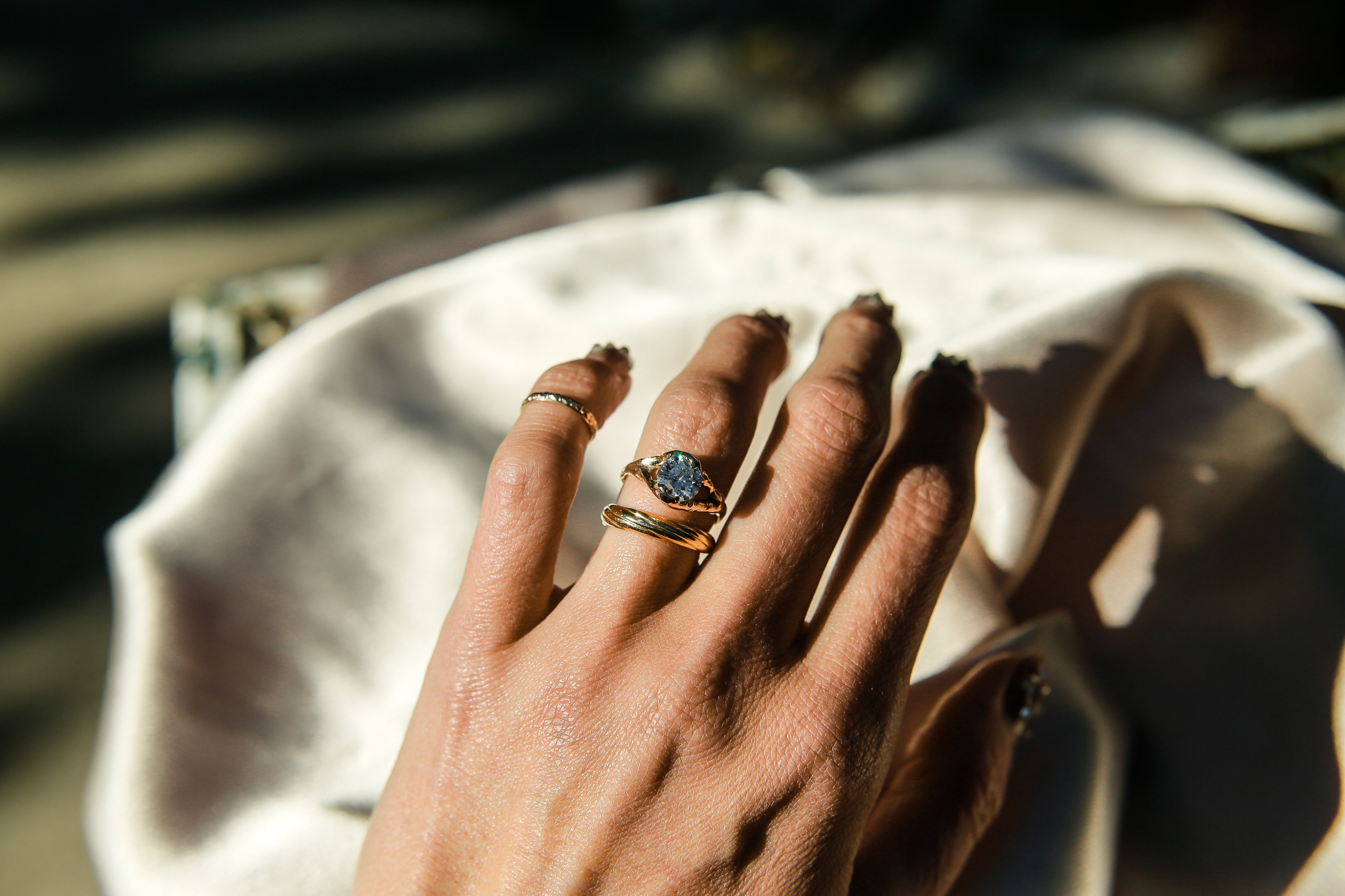 1.5ct Moissanite Freeform LL for Cival| sz 6.5