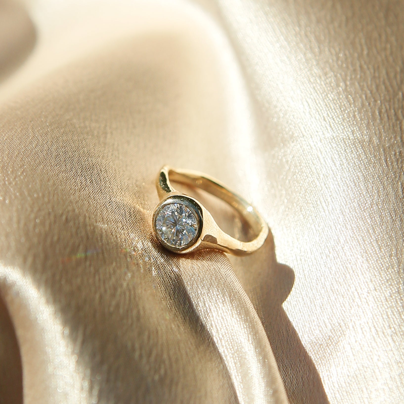 1.5ct Moissanite Bezel Set LL for Cival| sz 6.5