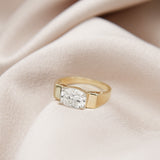 10k yellow gold east west cushion cut moissanite set east west by cival collective 