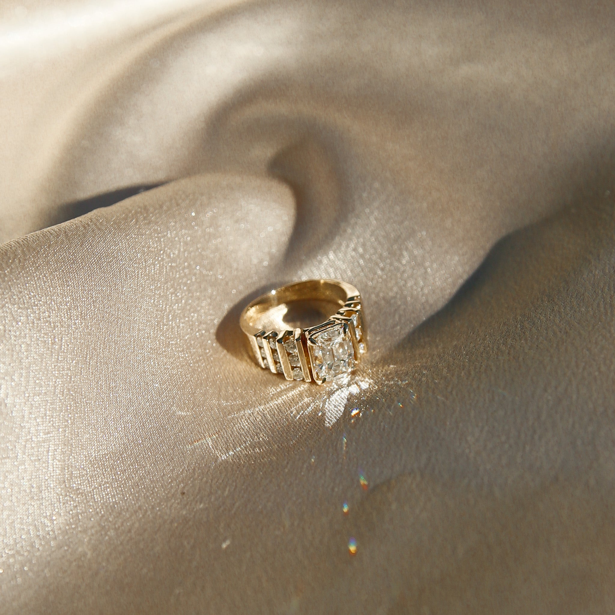 Structured Bar Set Engagement Ring | sz 5