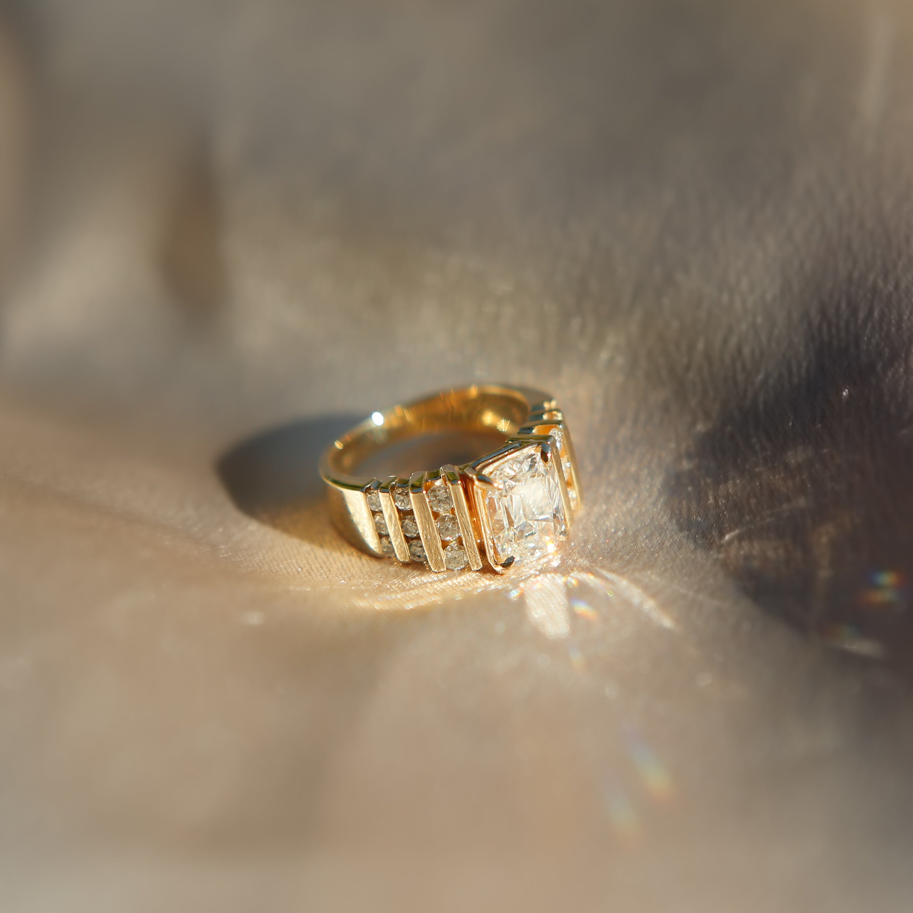 Structured Bar Set Engagement Ring | sz 5