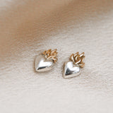 Silver & Gold Flaming Heart Posts