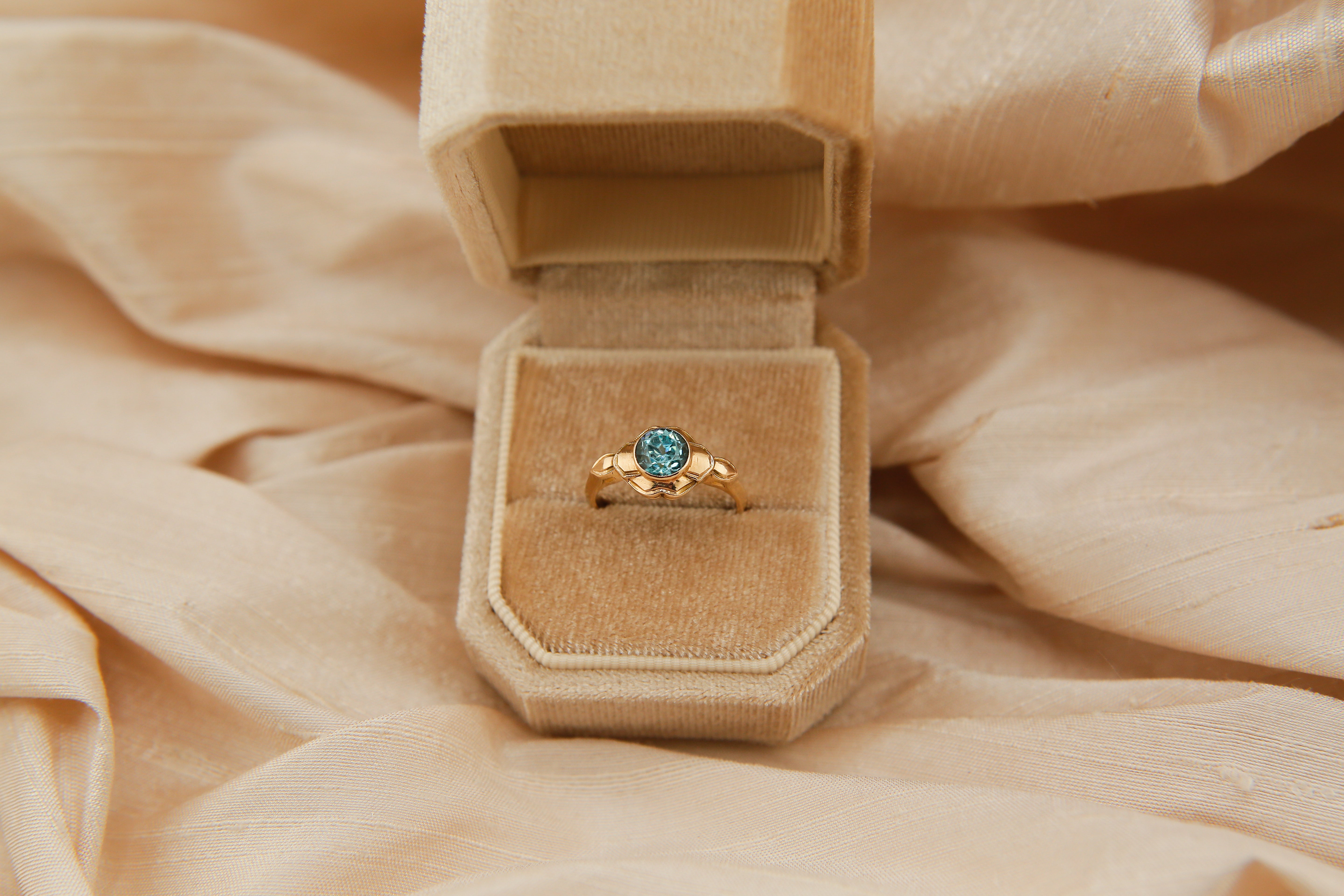 10k Deco Swiss Blue Topaz | sz 5