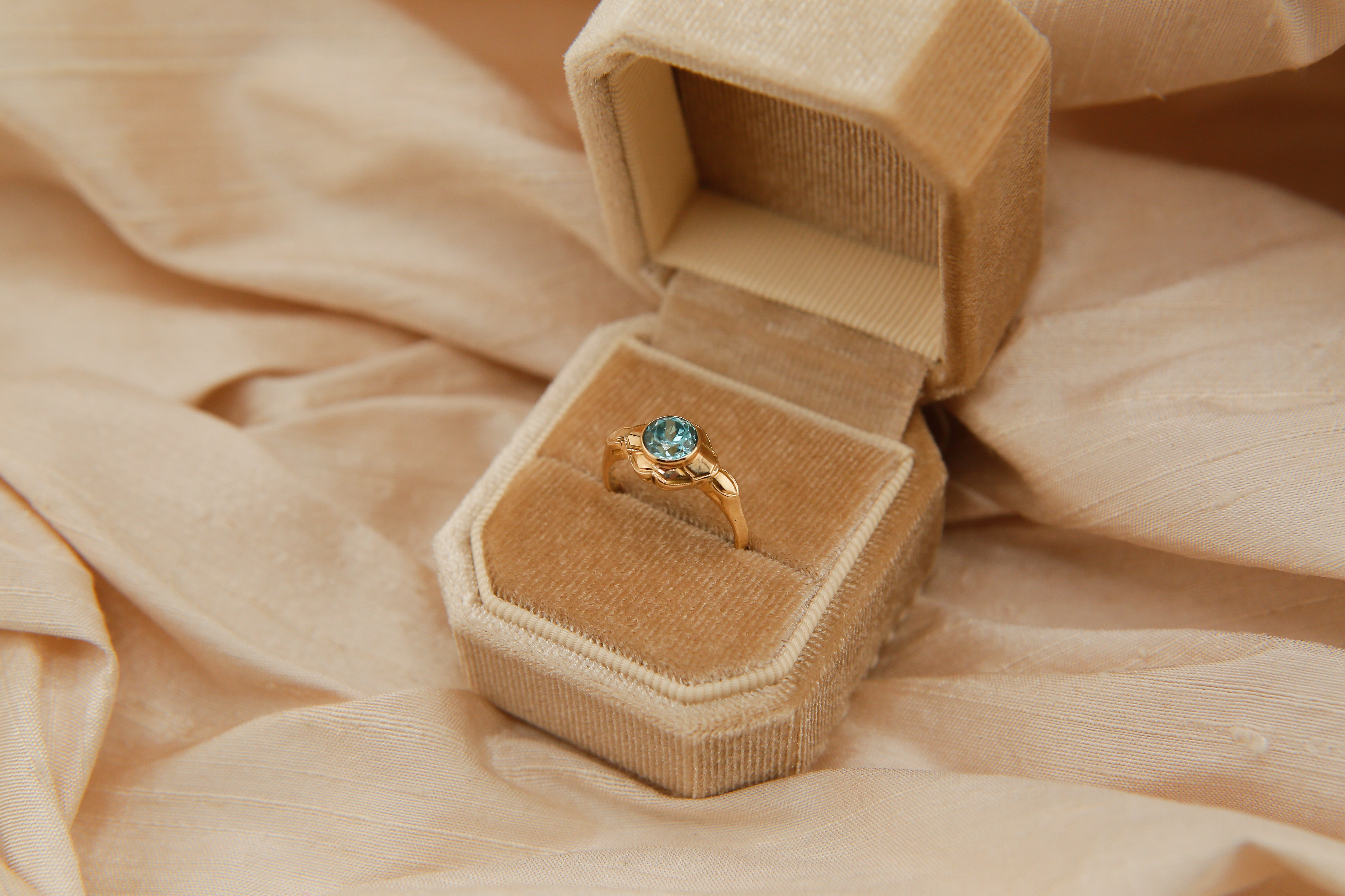 10k Deco Swiss Blue Topaz | sz 5