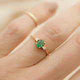 Emerald and Diamond Vintage 14k Ring | Sz 6.5