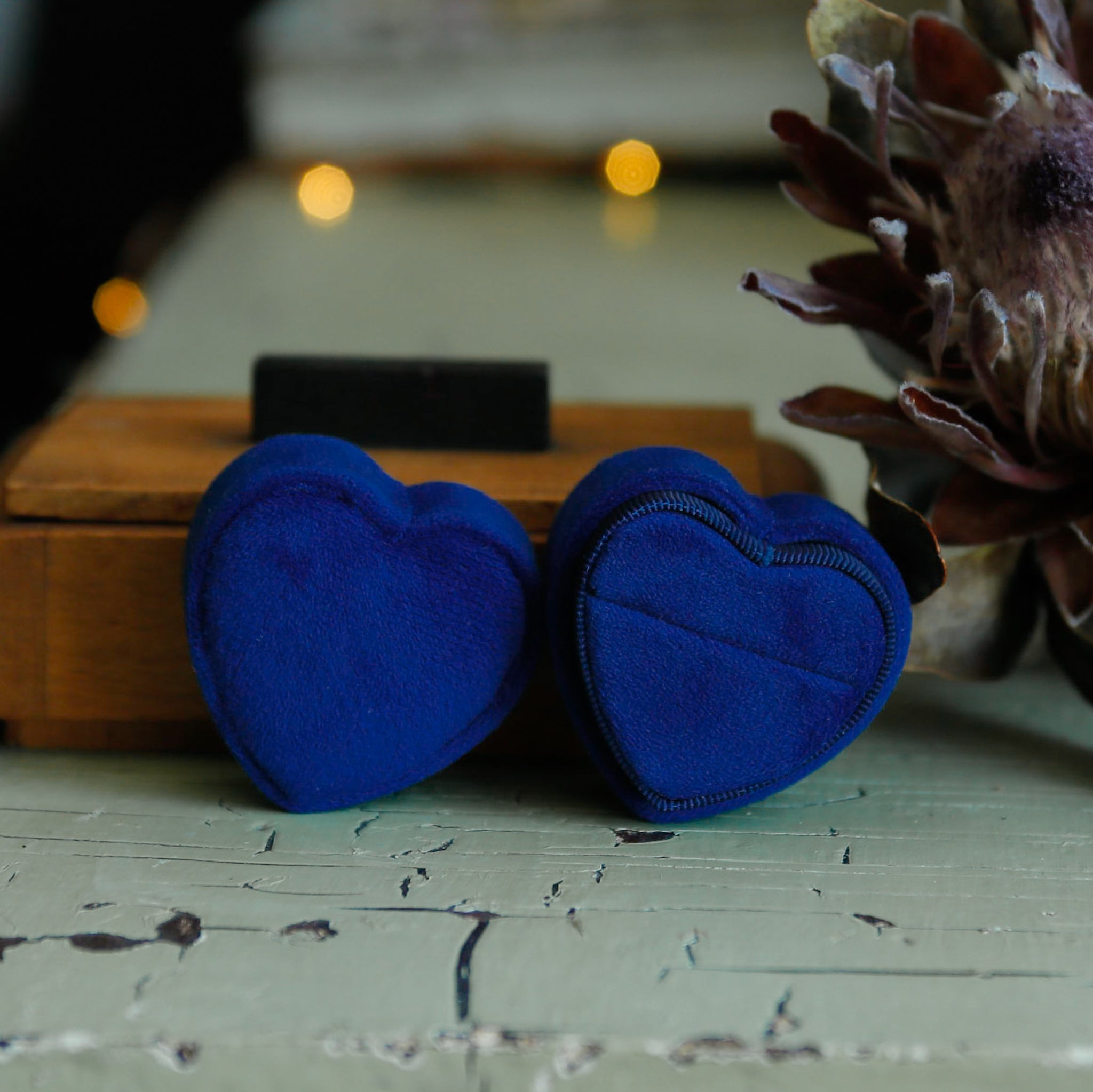 Heart Shaped Velvet Ring Box