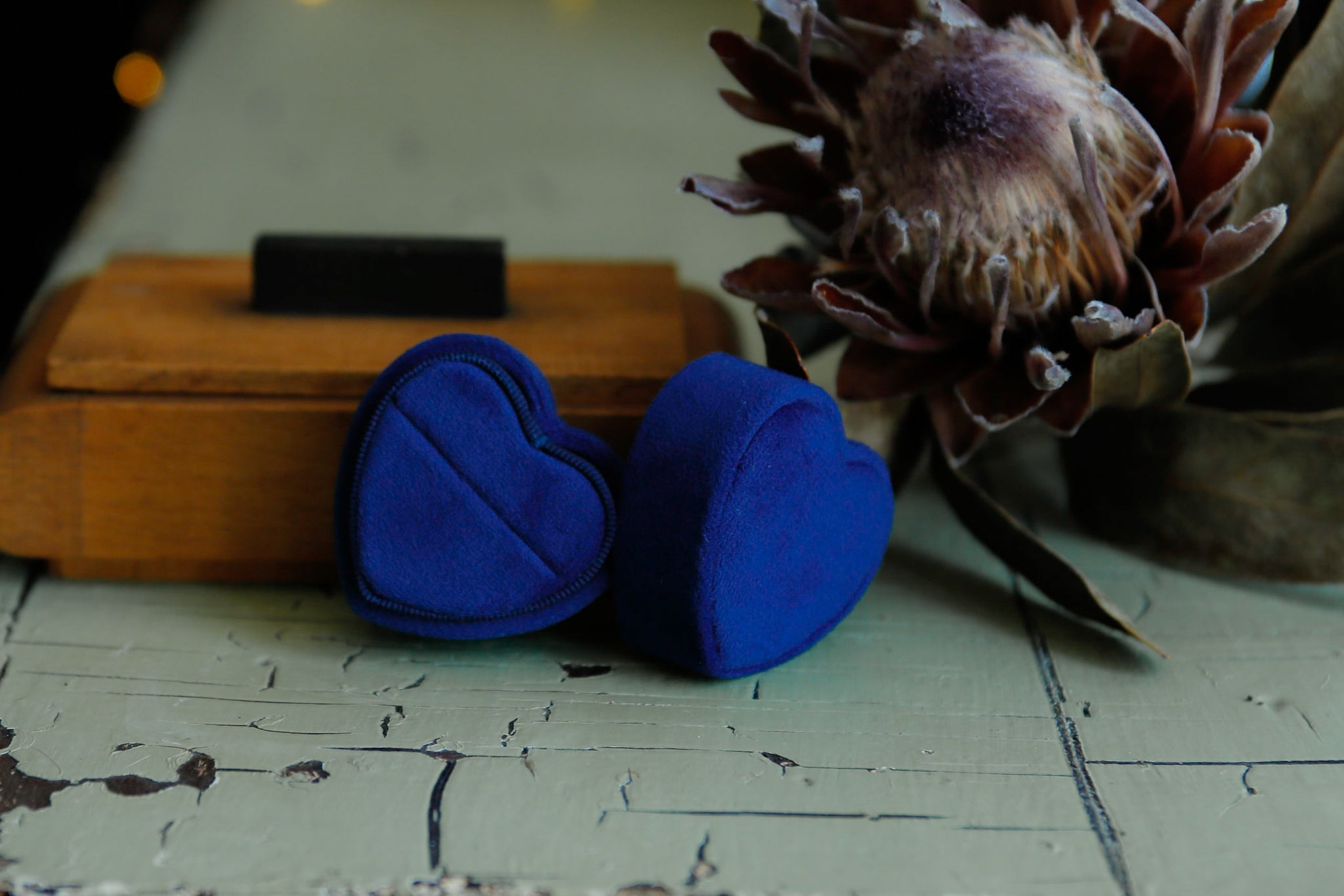 Heart Shaped Velvet Ring Box